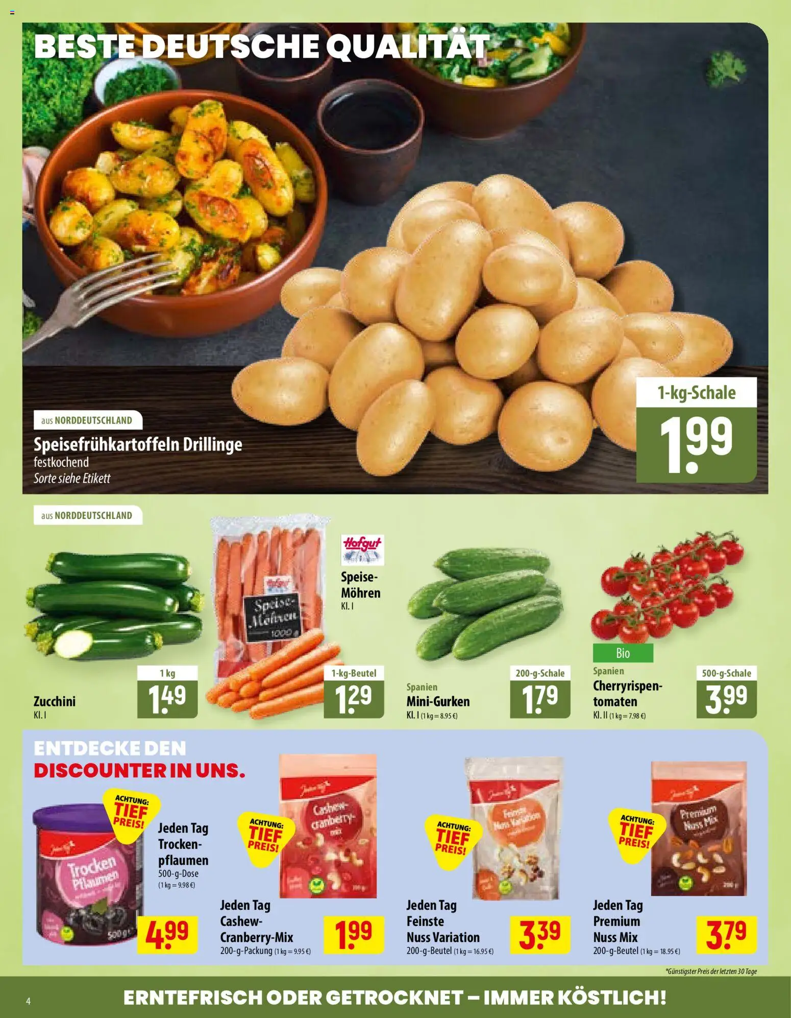 Famila Prospekt – gültig ab 03.08.2026 | Seite: 4 | Produkte: Pflaumen, Tomaten, Mohren, Zucchini
