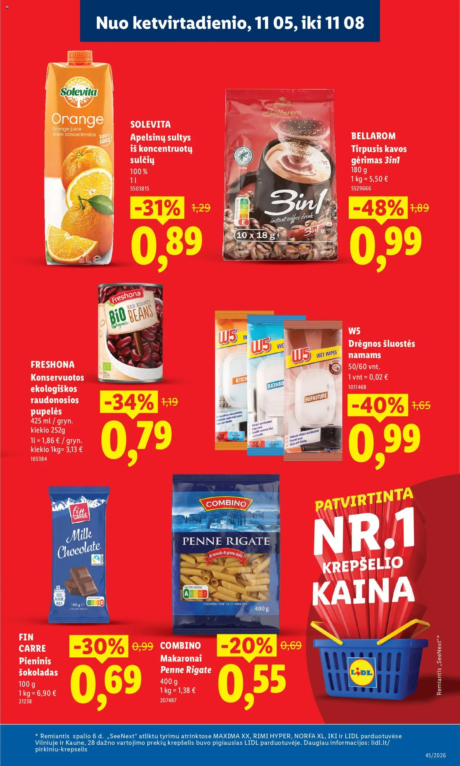 LIDL akcijos nuo 2026.11.02 | Puslapis: 3 | Prekių: Pupelės, Šokoladas, Krepšelis, Makaronai