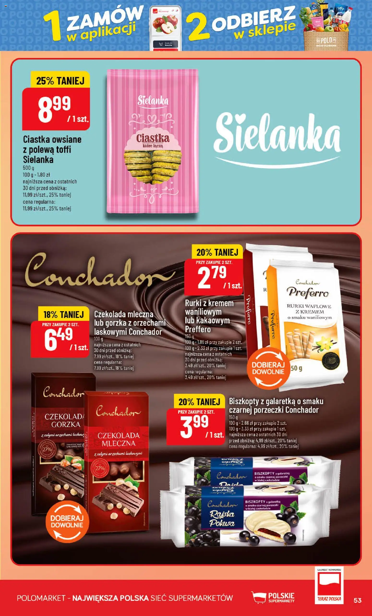 POLOmarket gazetka od 09.09.2026 | Strona: 53 | Produkty: Biszkopty, Czekolada, Rurki waflowe, Ciastka owsiane