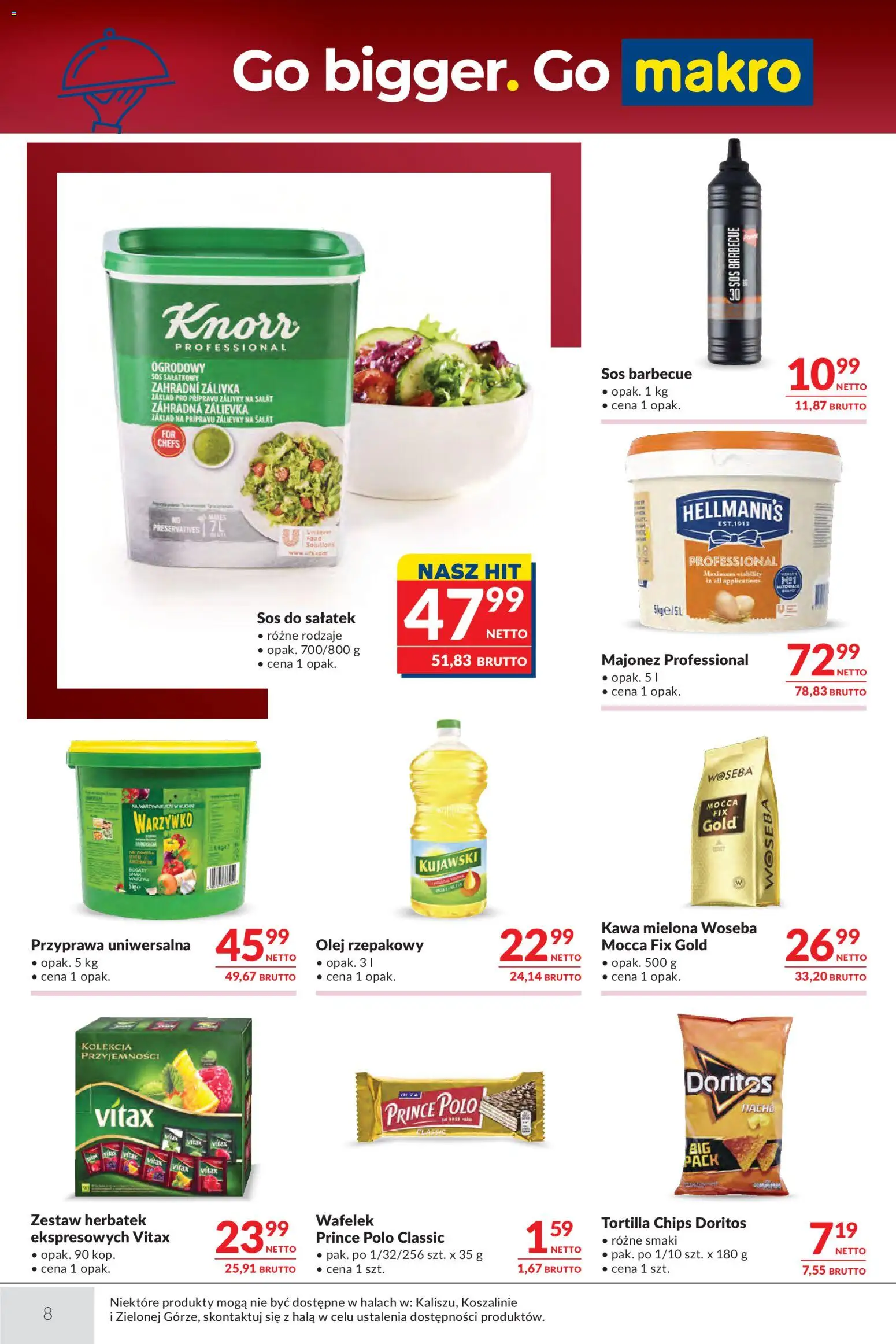 Makro gazetka - Oferta dla gastronomii od 12.05.2026 | Strona: 8 | Produkty: Olej rzepakowy, Kawa, Majonez, Sos