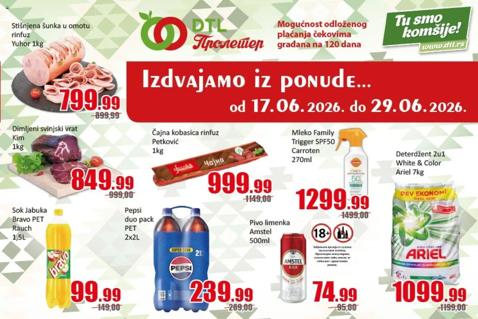 Metalac Proleter katalog - važi od 17.06.2026 | Strana: 3 | Proizvode: Amstel, Svinjski vrat, Pivo, Kobasica