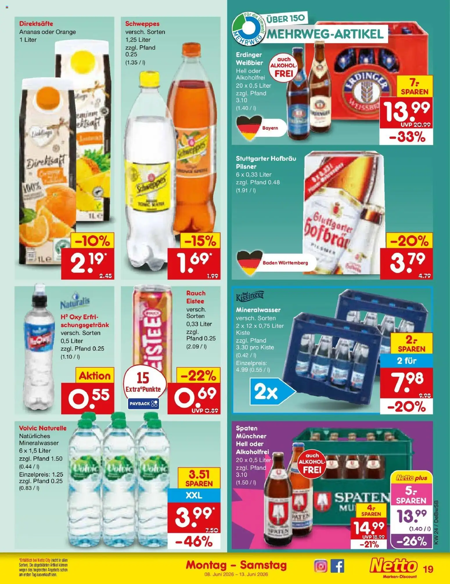 Netto Marken-Discount Prospekt Waiblingen-Bittenfeld – gültig ab 08.06.2026 | Seite: 31 | Produkte: Erdinger, Weißbier, Ananas, Mineralwasser