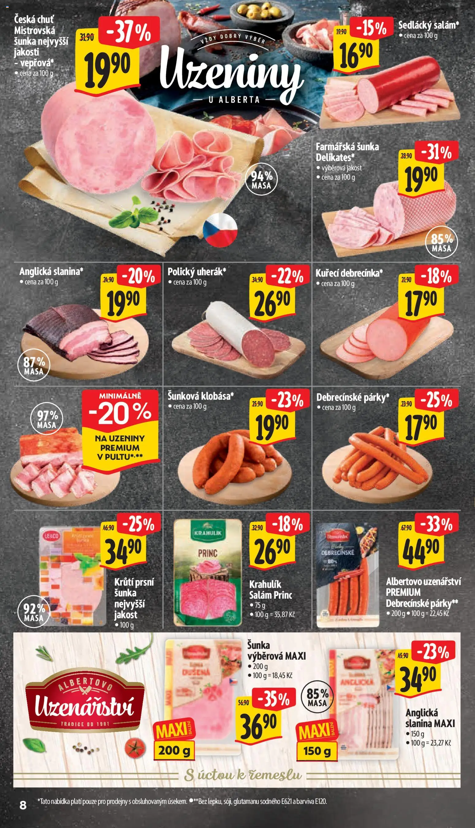 Albert leták - Supermarket Frenštát pod Radhoštěm od 07.10.2026 | Strana: 20 | Produkty: Salám, Párky, Uzeniny, Slanina