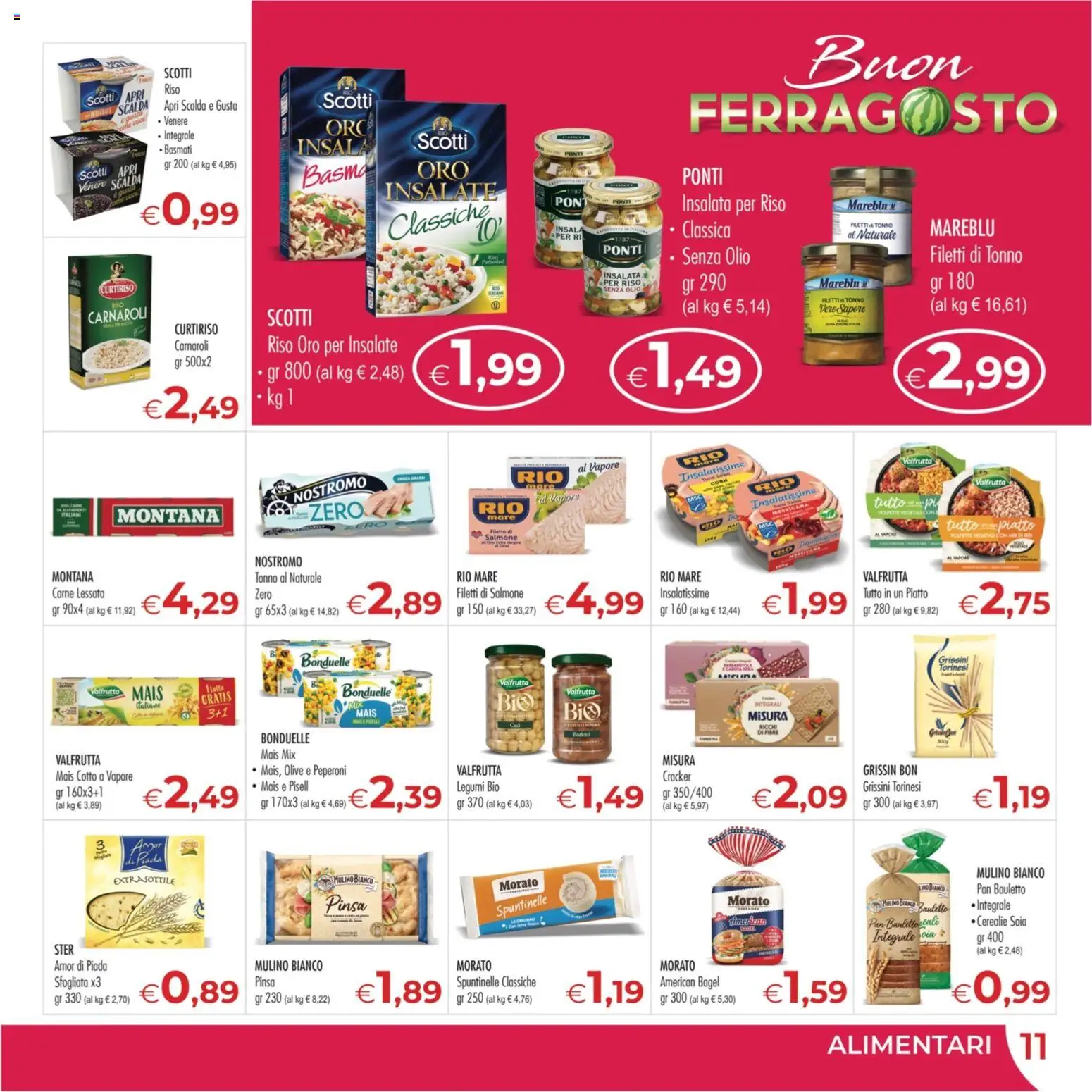 Volantino MerSi Supermercati del 12/08/2026 | Pagina: 11 | Prodotti: Salmone, Olive, Carne, Mais
