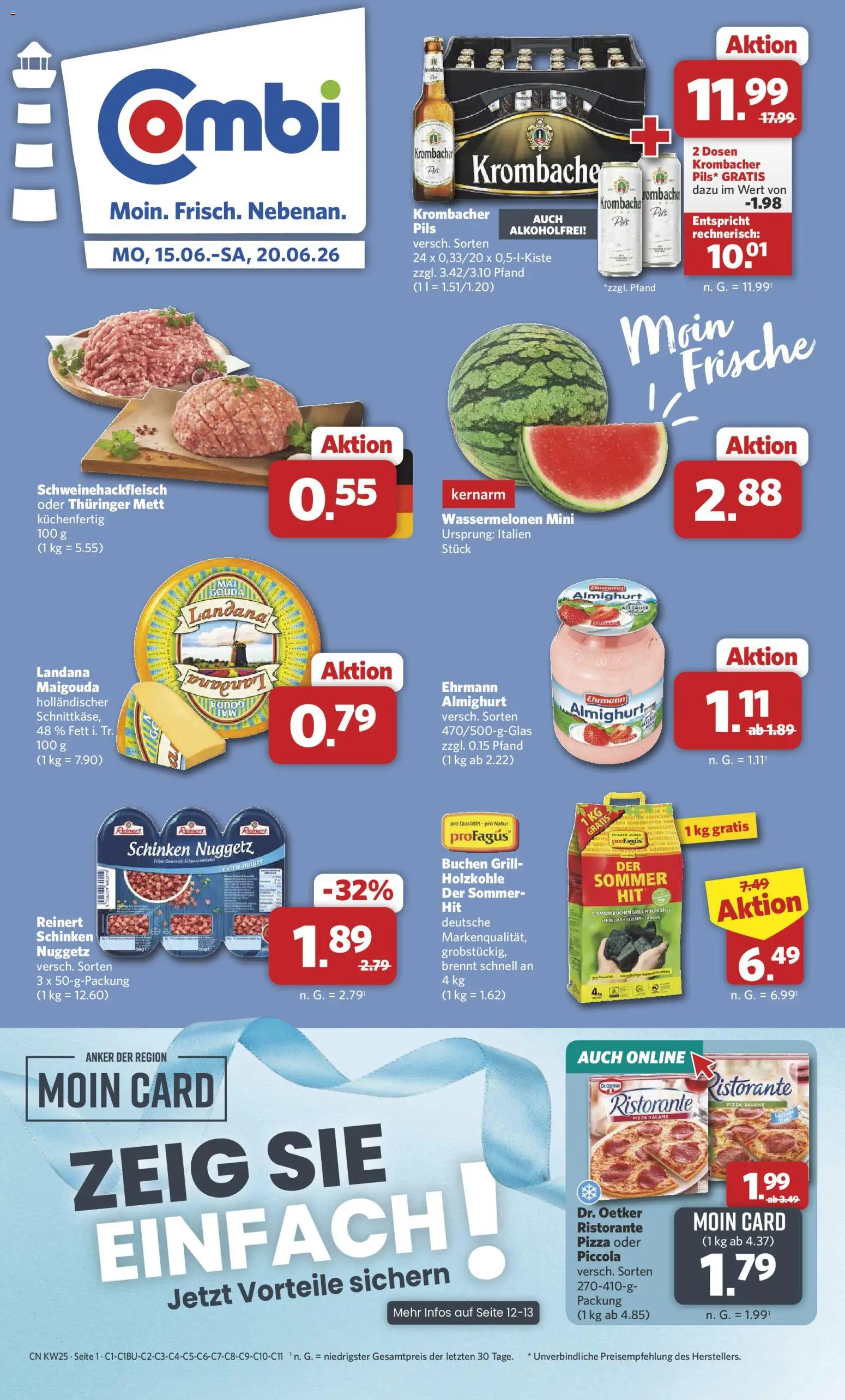 Combi Prospekt – gültig ab 15.06.2026 | Seite: 1 | Produkte: Ristorante, Grill, Krombacher, Salami
