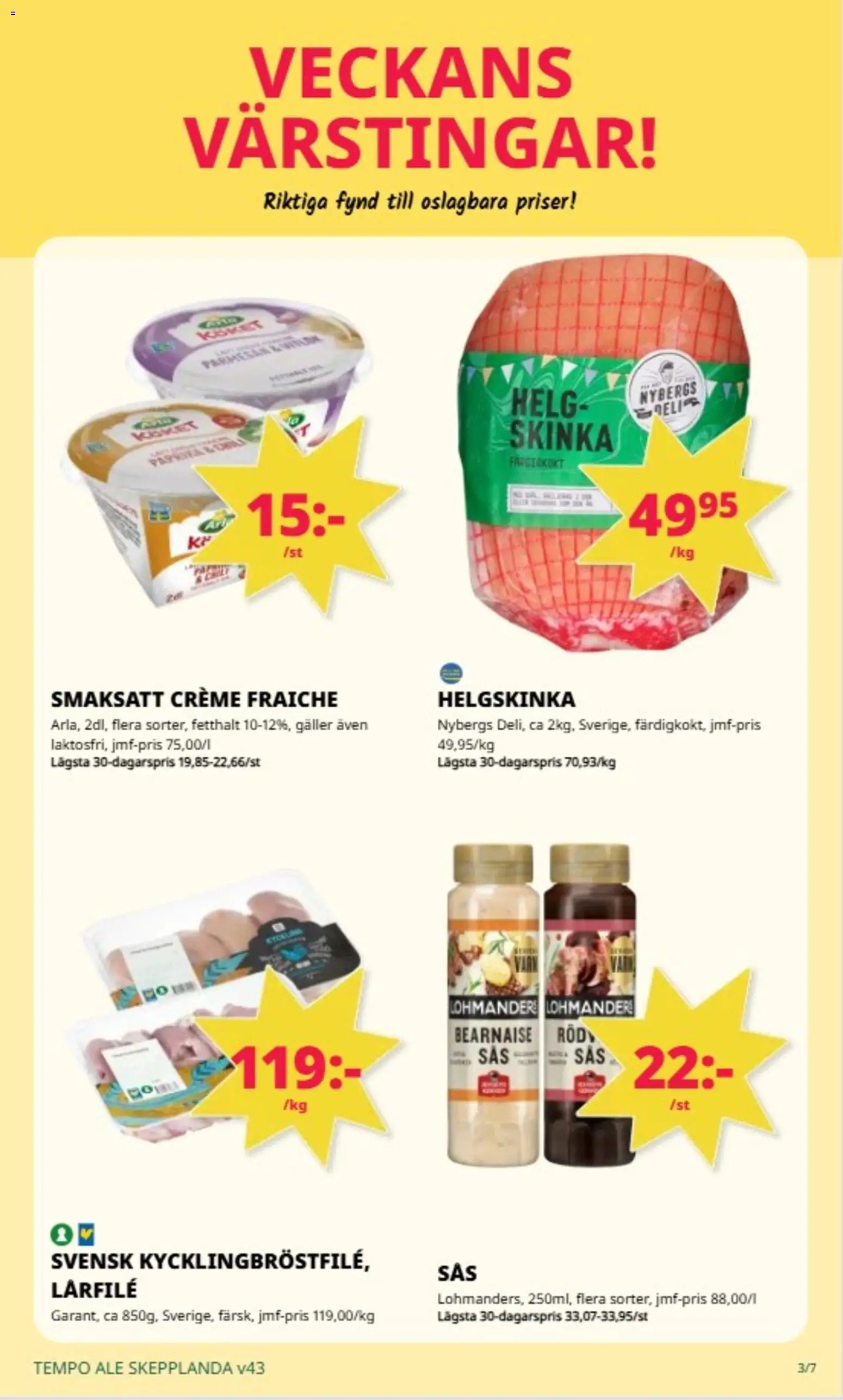 Tempo reklamblad aktuell från 19/10/2026 | Sida: 3 | Produkter: Galler, Parmesan, Creme fraiche, Skinka