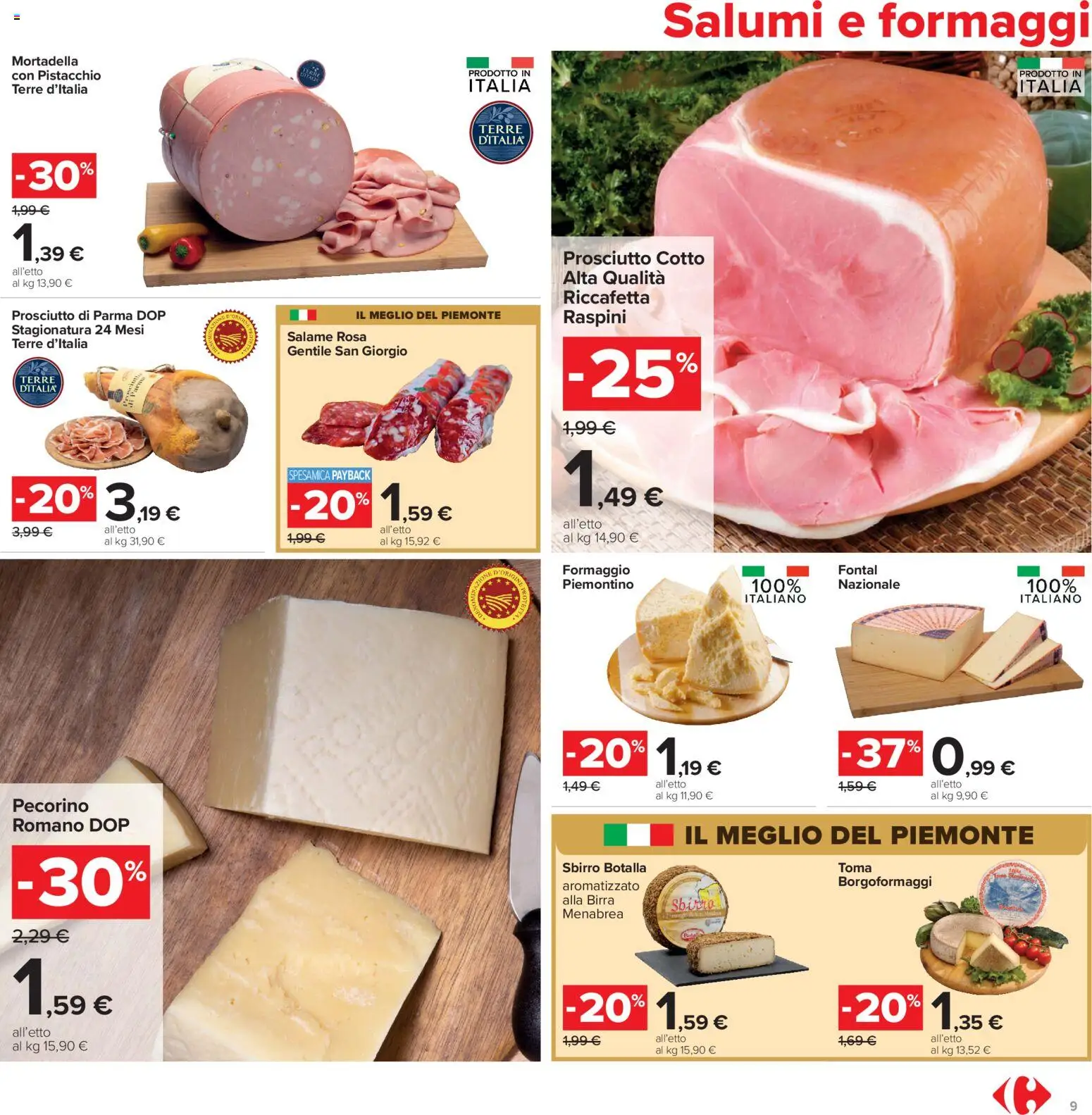 Volantino Carrefour del 13/07/2026 | Pagina: 9 | Prodotti: Prosciutto di Parma, Prosciutto Cotto, Birra, Mortadella
