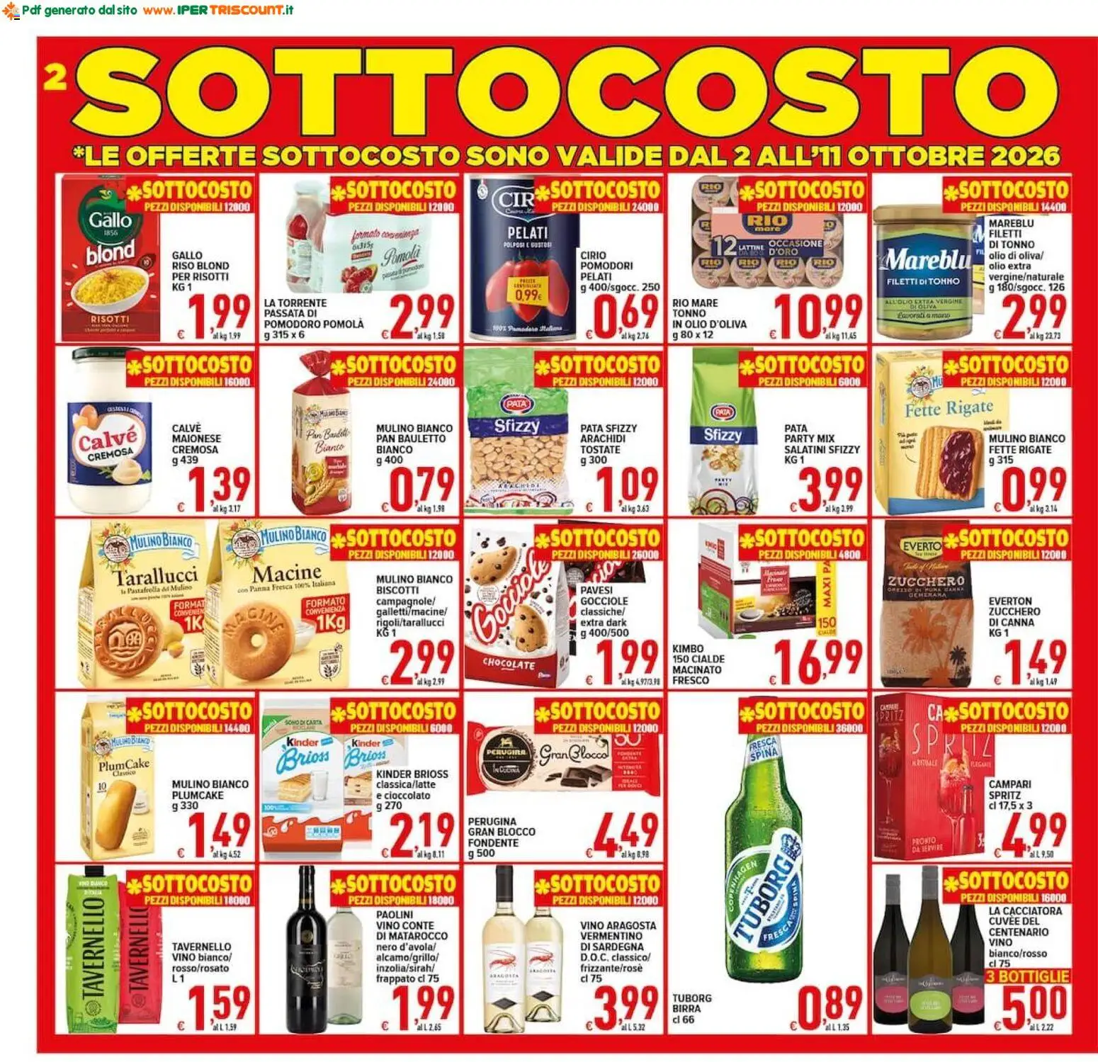 Volantino Ipertriscount del 02/10/2026 | Pagina: 2 | Prodotti: Panna, Pomodoro, Vino, Pomodori