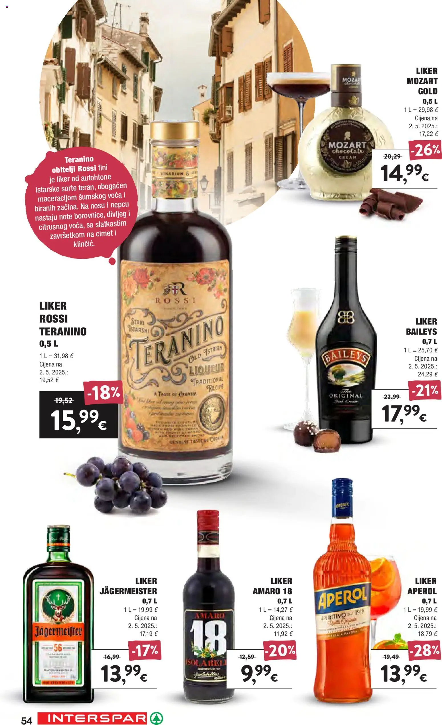 Interspar katalog | vrijedi od 16.09.2026 | Stranica: 54 | Proizvodi: Jägermeister, Aperol, Baileys, Amaro