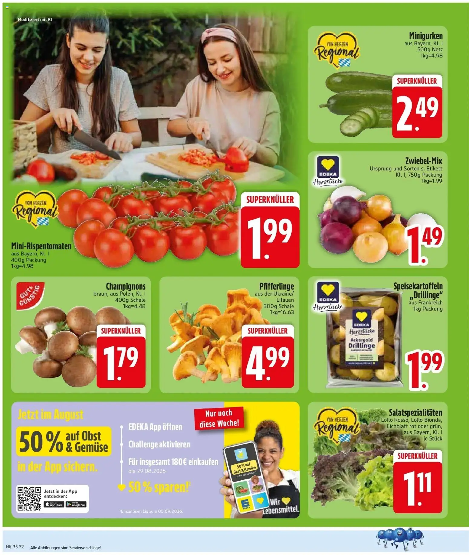 Edeka Prospekt Monheim (ab 24.08.2026) » Angebote Online | Seite: 4 | Produkte: Champignons, Gemüse, Obst, Pfifferlinge