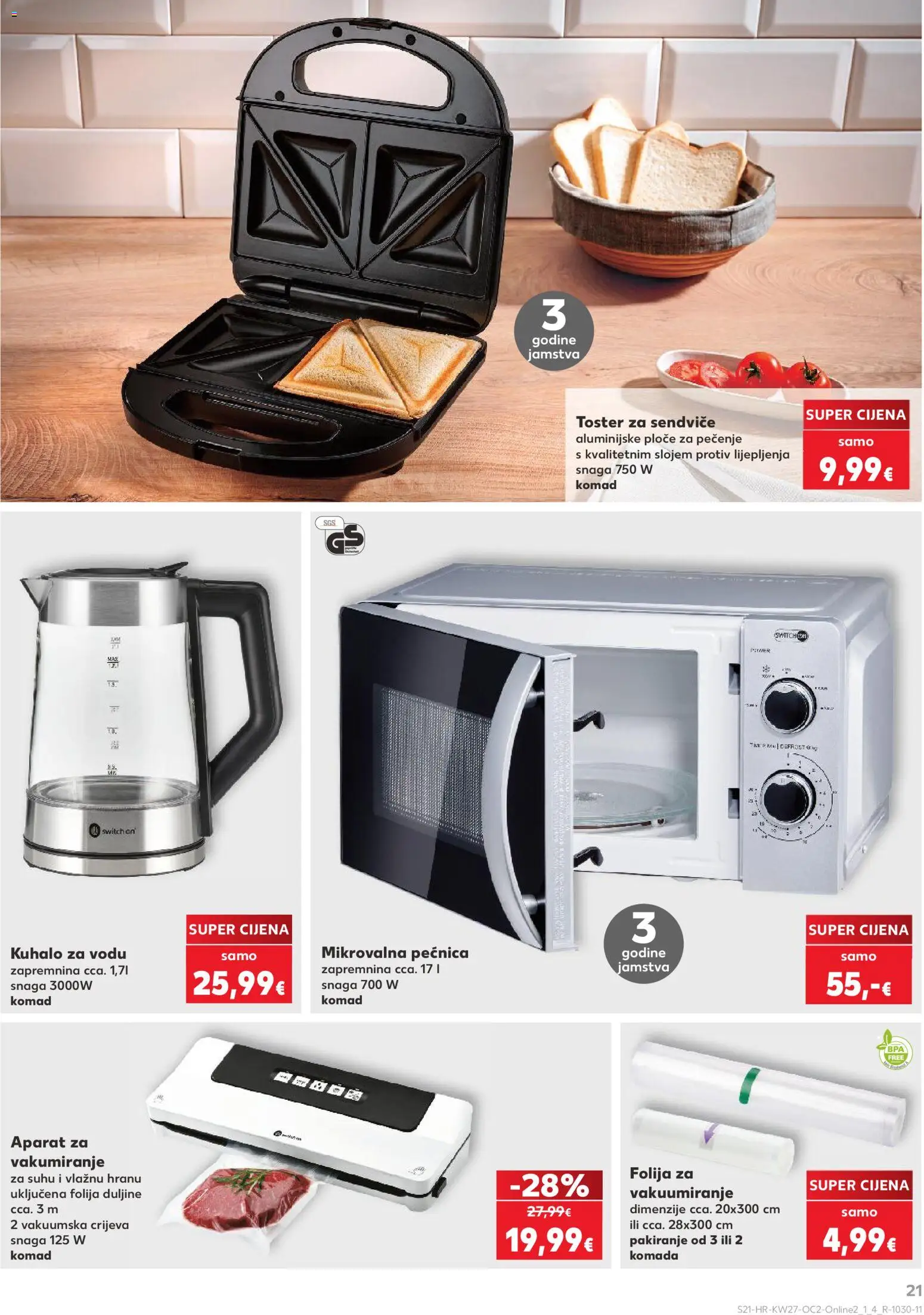 Kaufland katalog | vrijedi od 01.07.2026 | Stranica: 21 | Proizvodi: Kuhalo za vodu, Toster, Pećnica, Mikrovalna pećnica
