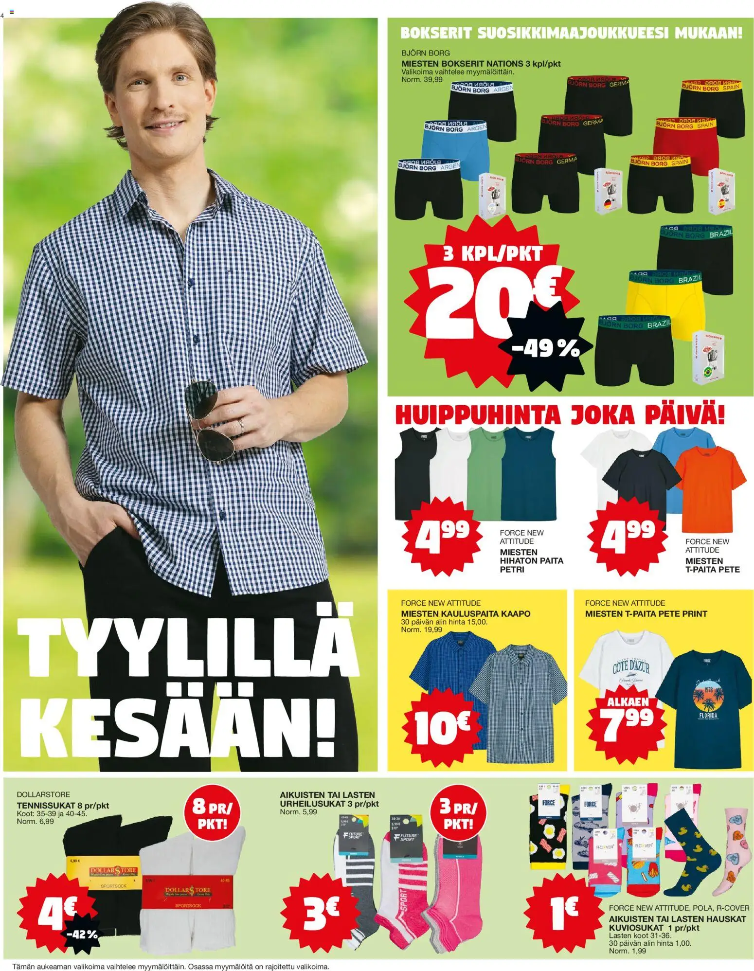 Tokmanni tarjoukset – voimassa 01.06.2026 alkaen | Sivu: 4 | Tuotteet: Kauluspaita, Paita, T-paita, Bokserit
