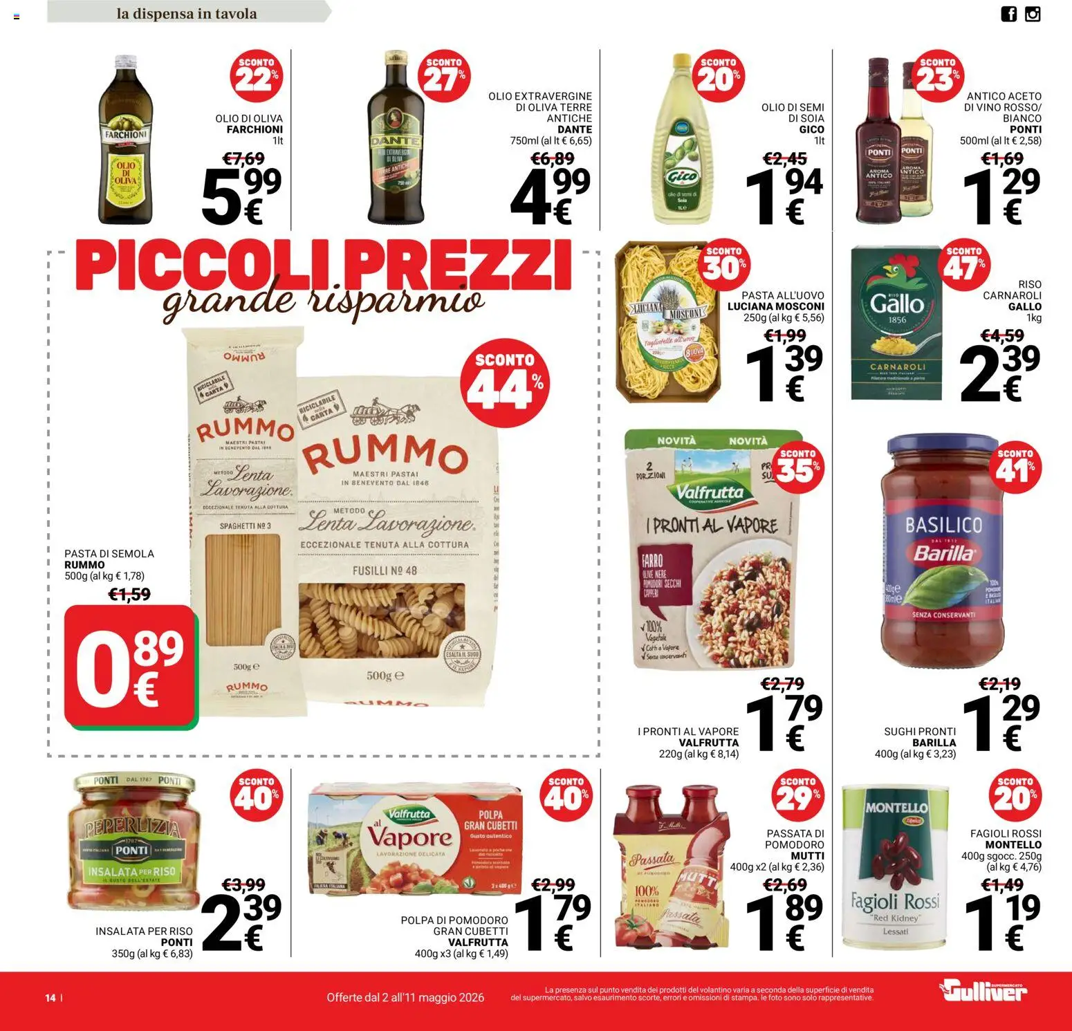 Volantino Gulliver del 02.05.2026 | Pagina: 14 | Prodotti: Riso, Insalata, Olive, Pomodori