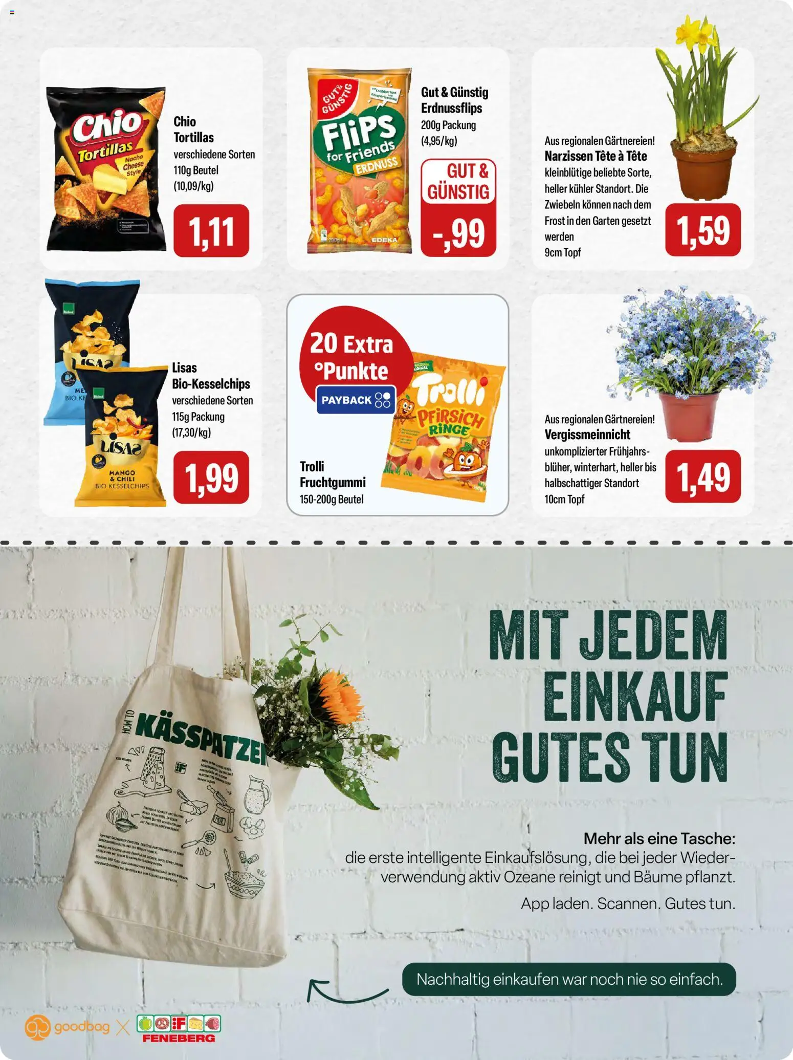 Feneberg Angebote – gültig ab 19.03.2026 | Seite: 14 | Produkte: Tasche, Zwiebeln, Pfirsich, Chili