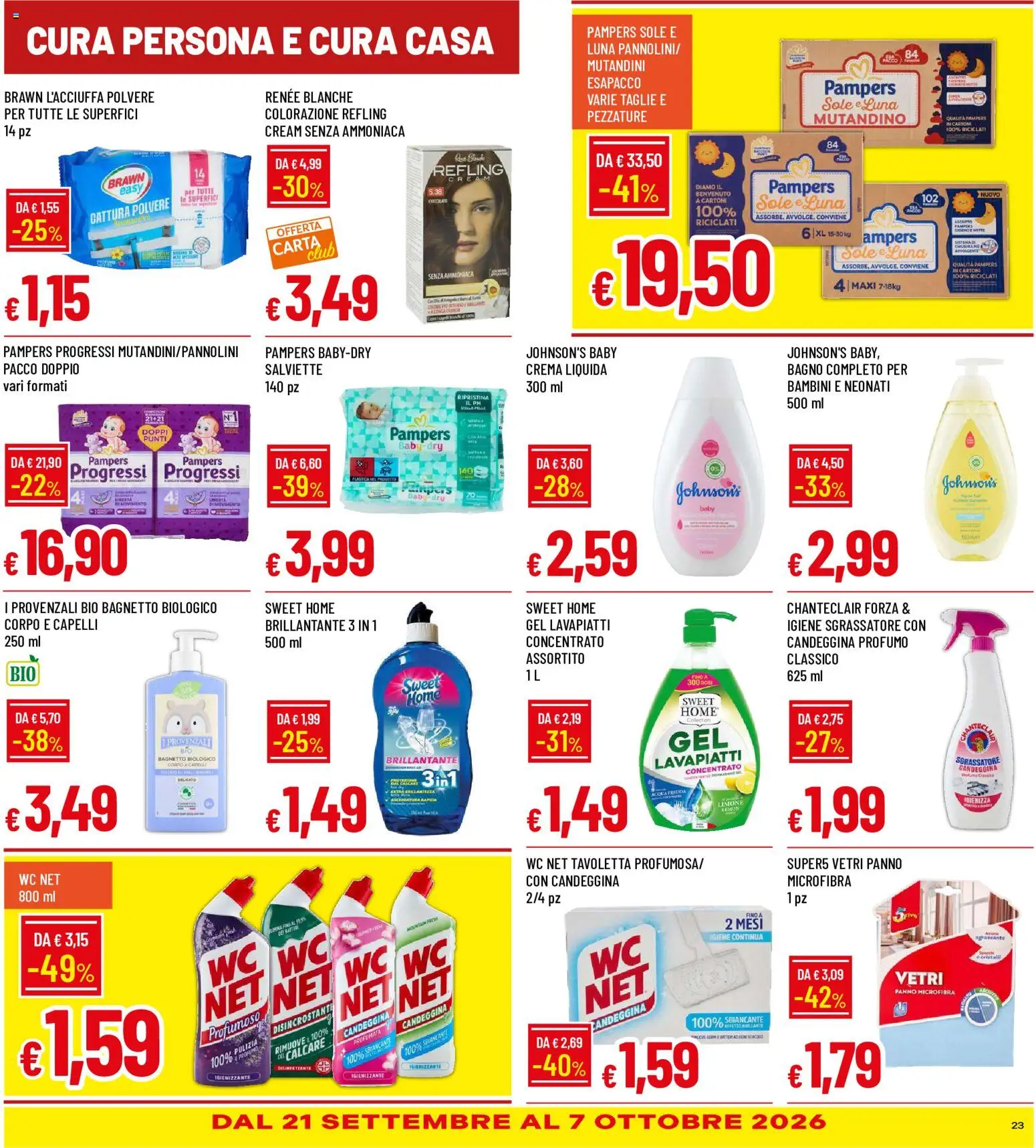 Volantino Galassia del 17/09/2026 | Pagina: 23 | Prodotti: Crema, Pampers, Tavoletta, Bagno