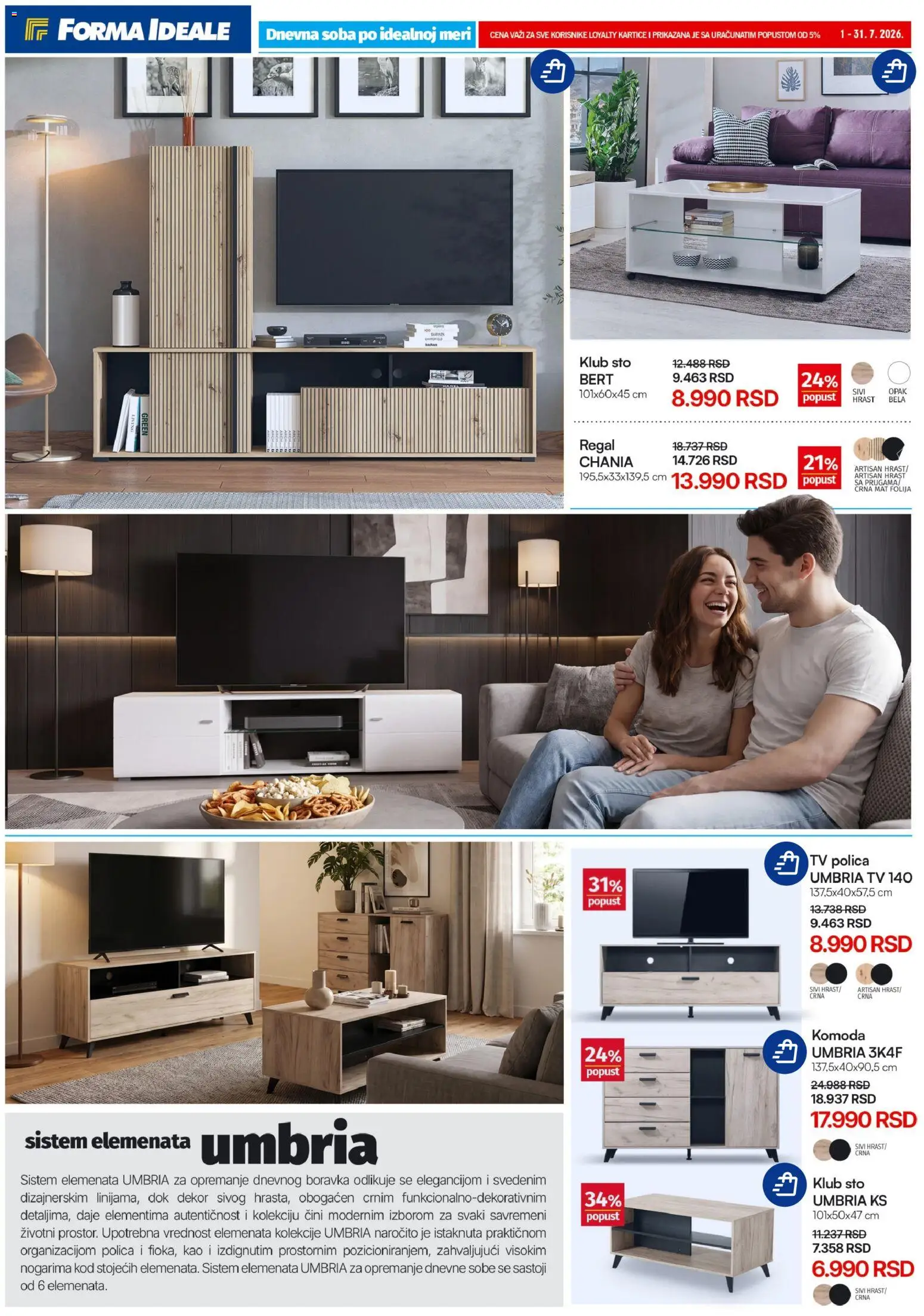 Forma Ideale katalog - važi od 01.07.2026 | Strana: 3 | Proizvode: Komoda, Polica, Sto, TV polica