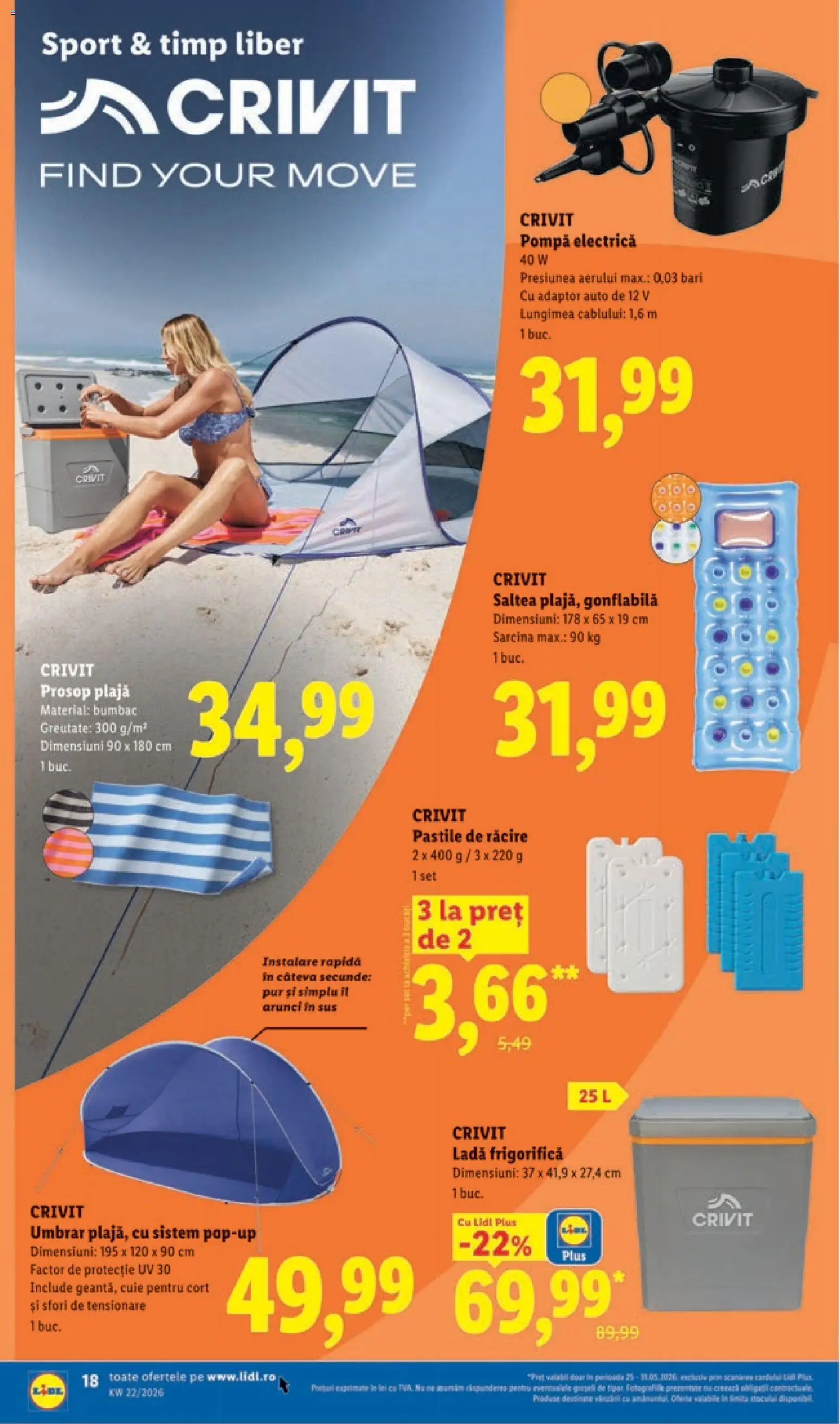 Noul catalog Lidl – valabil de la 25.05.2026 | Pagină: 18 | Produse: Adaptor, Cort, Saltea, Ladă frigorifică