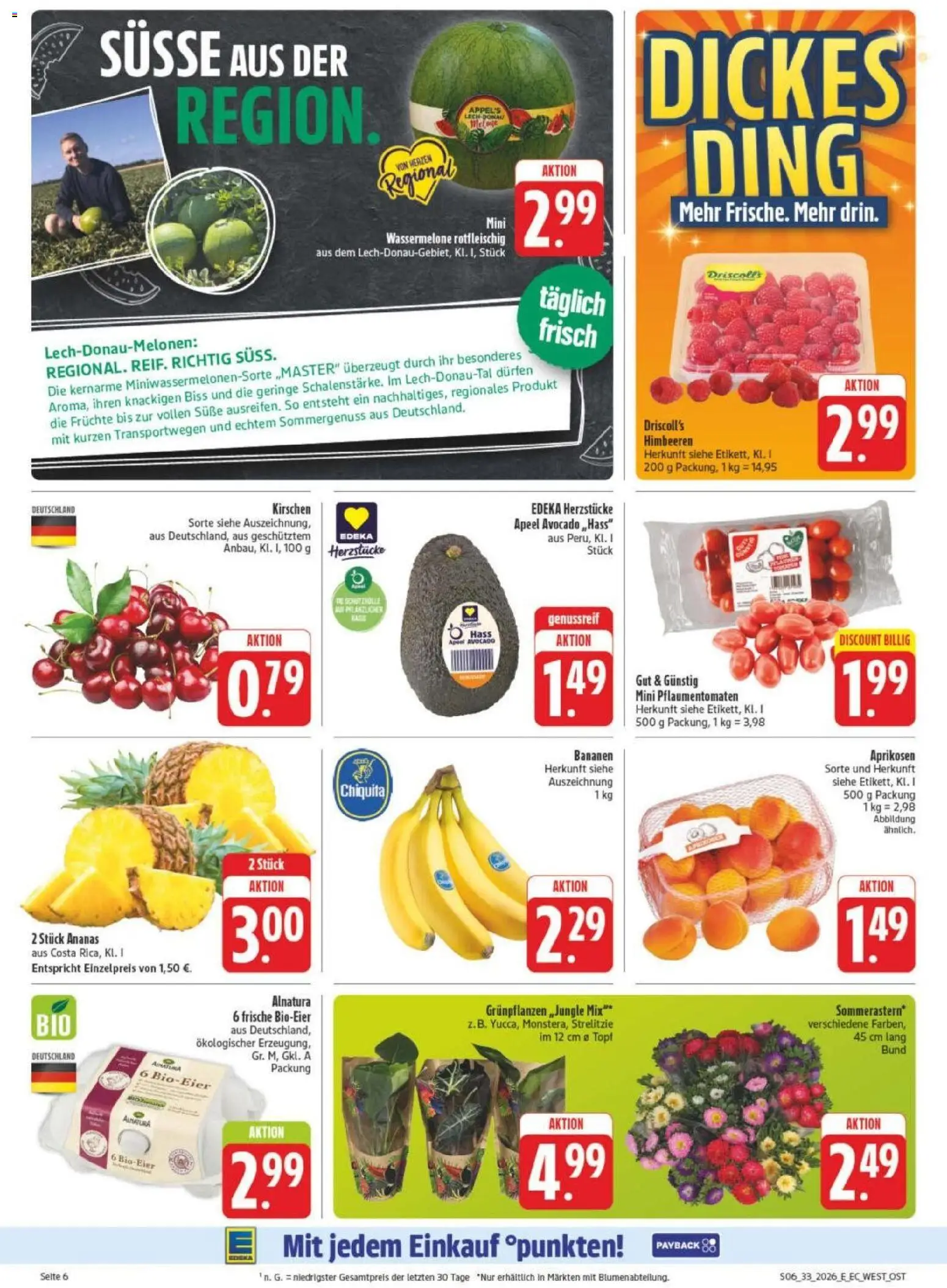 Edeka Prospekt Leipzig – gültig ab 10.08.2026 | Seite: 10 | Produkte: Bananen, Kirschen, Avocado, Wassermelone