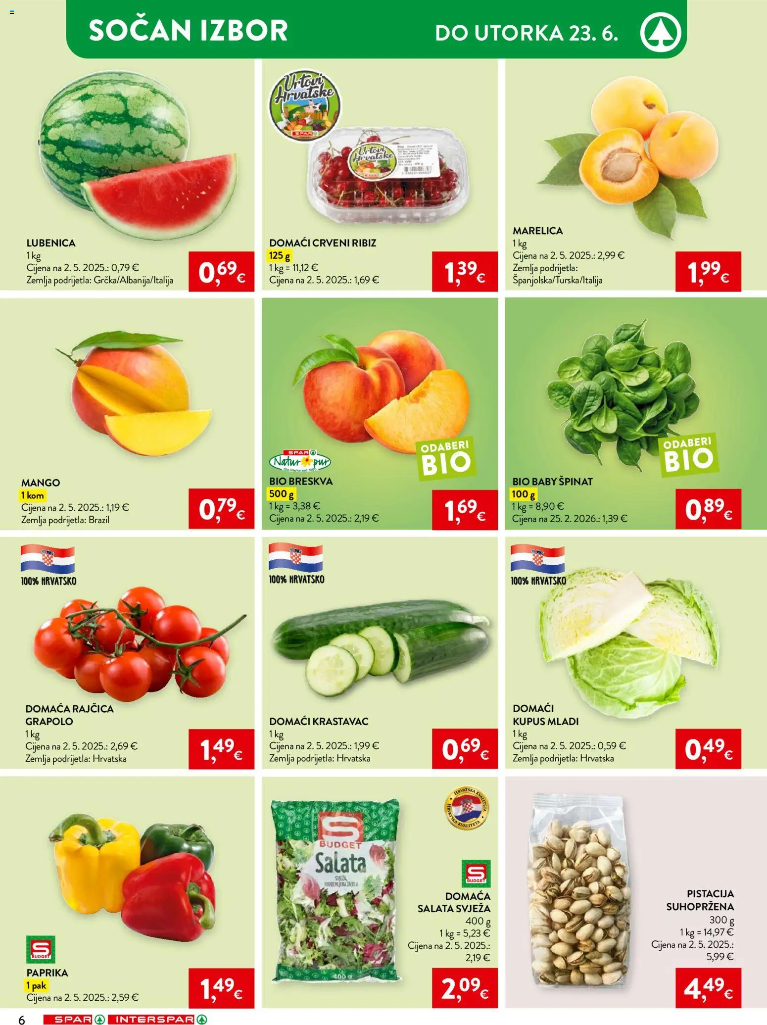 Spar katalog | vrijedi od 17.06.2026 | Stranica: 8 | Proizvodi: Salata, Kupus, Lubenica, Rajčica