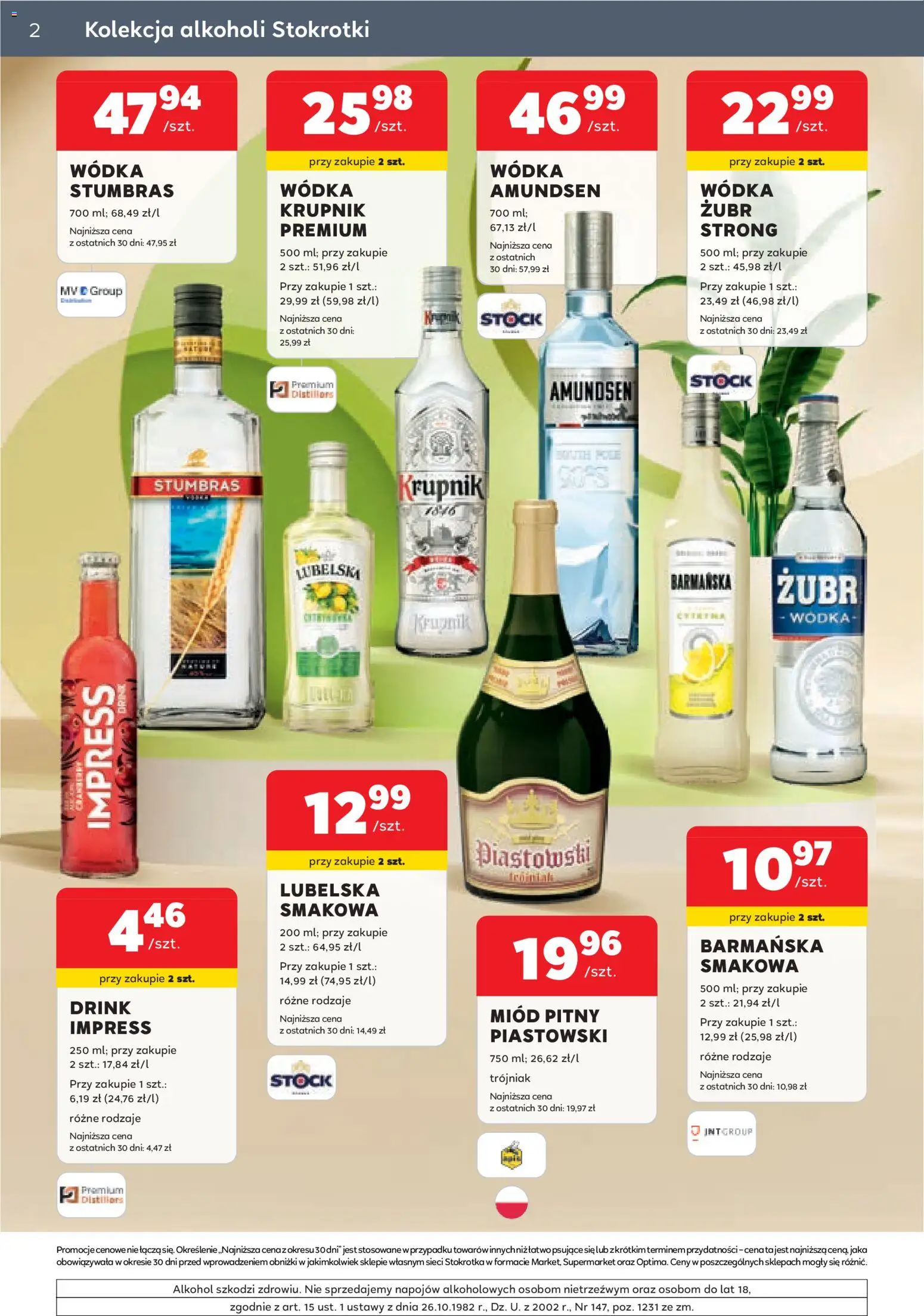Stokrotka gazetka - Oferta alkoholowa od 09.07.2026 | Strona: 2 | Produkty: Miód, Miód pitny, Krupnik wódka, Wódka