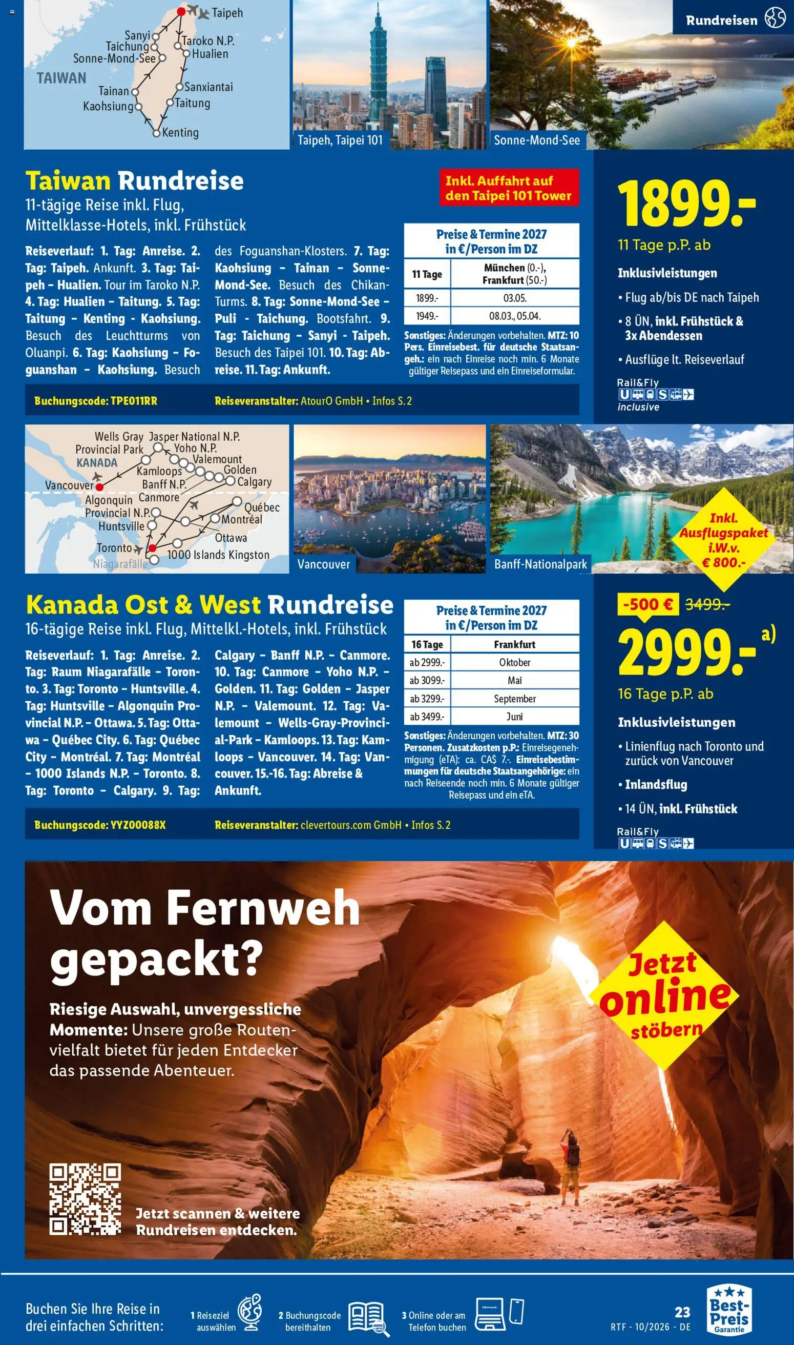 Lidl Reisen Oktober/November Reise-Highlights – gültig ab 14.10.2026 | Seite: 23 | Produkte: Telefon