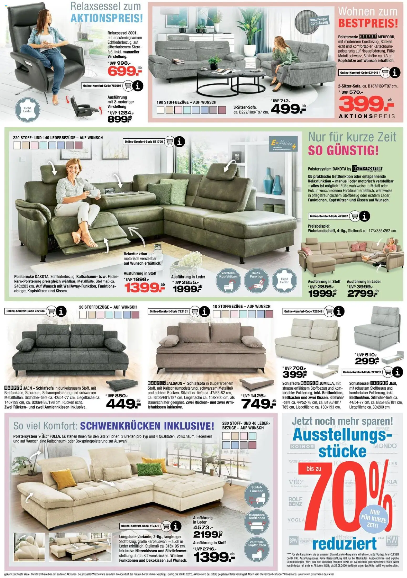 Ostermann Prospekt – gültig ab 15.08.2026 | Seite: 3 | Produkte: Schlafsofa, Relaxsessel, Kissen