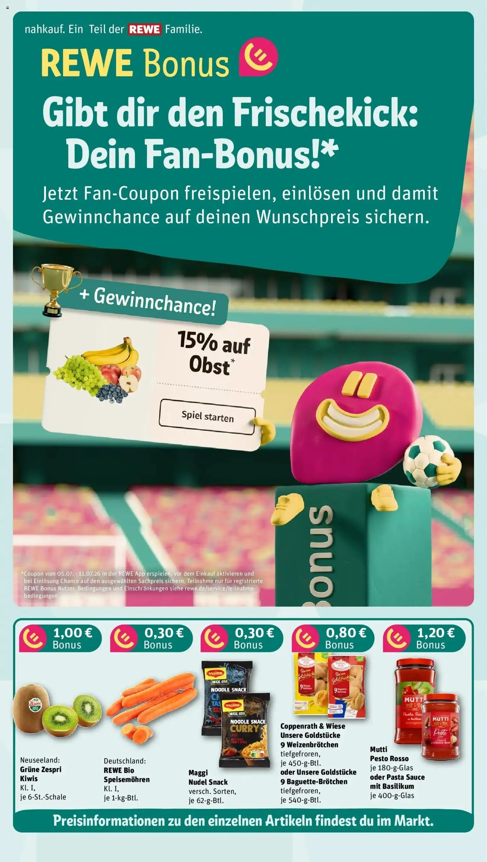 Rewe Prospekt Schneeberg – gültig ab 06.07.2026 | Seite: 4 | Produkte: Spiel, Maggi, Pasta