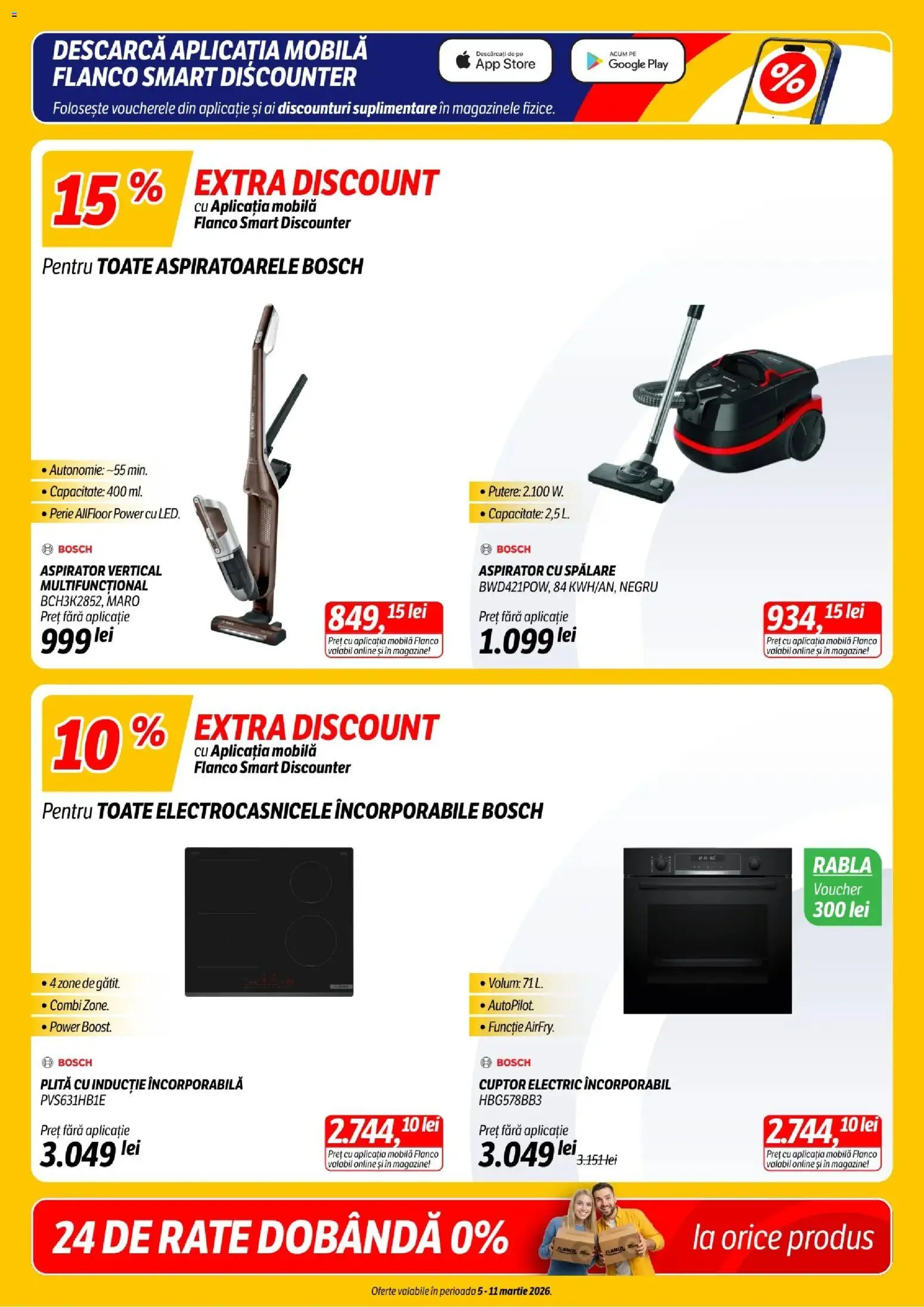 Noul catalog Flanco – valabil de la 05.03.2026 | Pagină: 4 | Produse: Cuptor, Plită, Aspirator, Perie