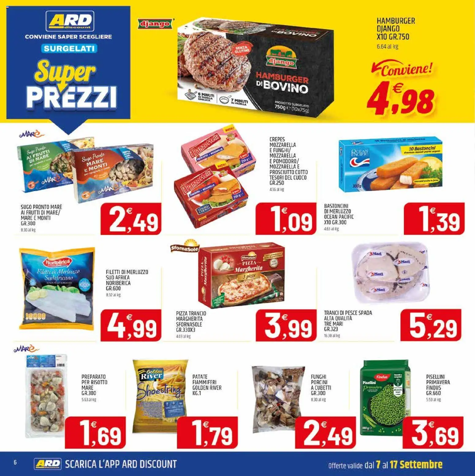 Volantino ARD Discount del 07/09/2026 | Pagina: 6 | Prodotti: Bovino, Pizza, Funghi, Pesce spada
