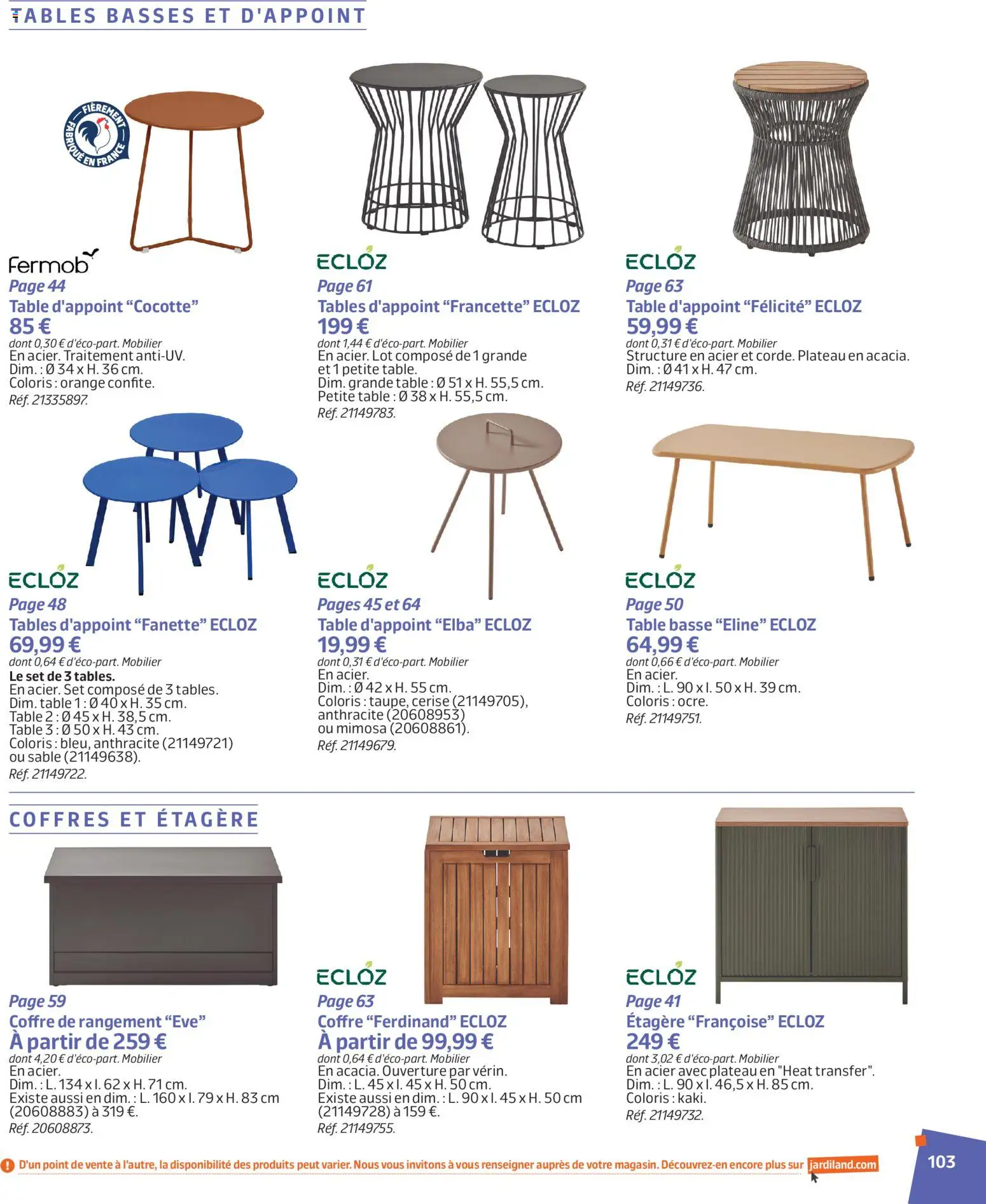 {H1} | Page: 103 | Produits: Table d'appoint, Table basse, Étagère, Sable
