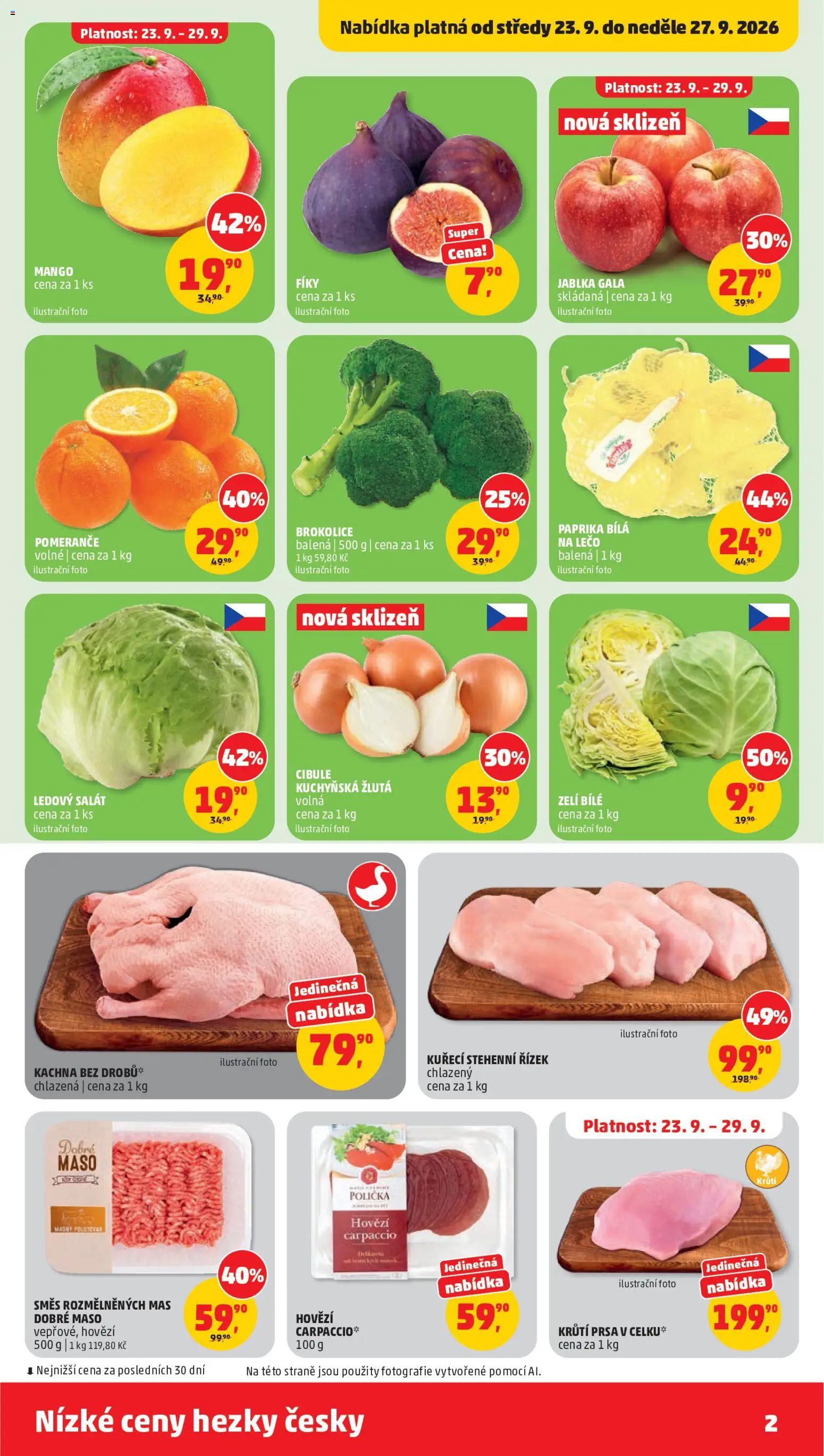 Penny Market leták od 23.09.2026 | Strana: 2 | Produkty: Pomeranče, Paprika, Maso, Carpaccio