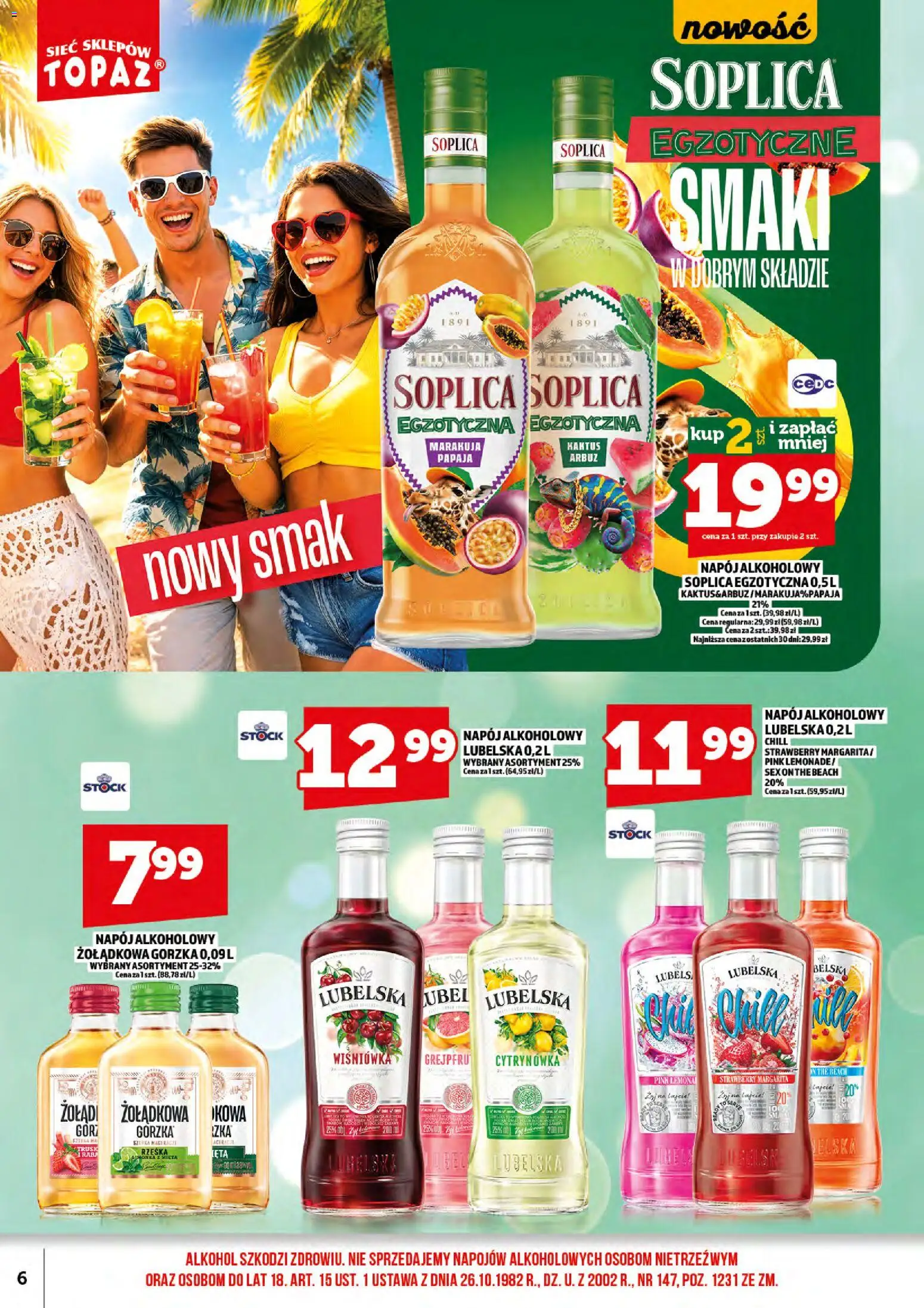 Topaz gazetka alkoholowa od 16.09.2026 | Strona: 8 | Produkty: Arbuz, Papaja, Alkohol, Wiśniówka
