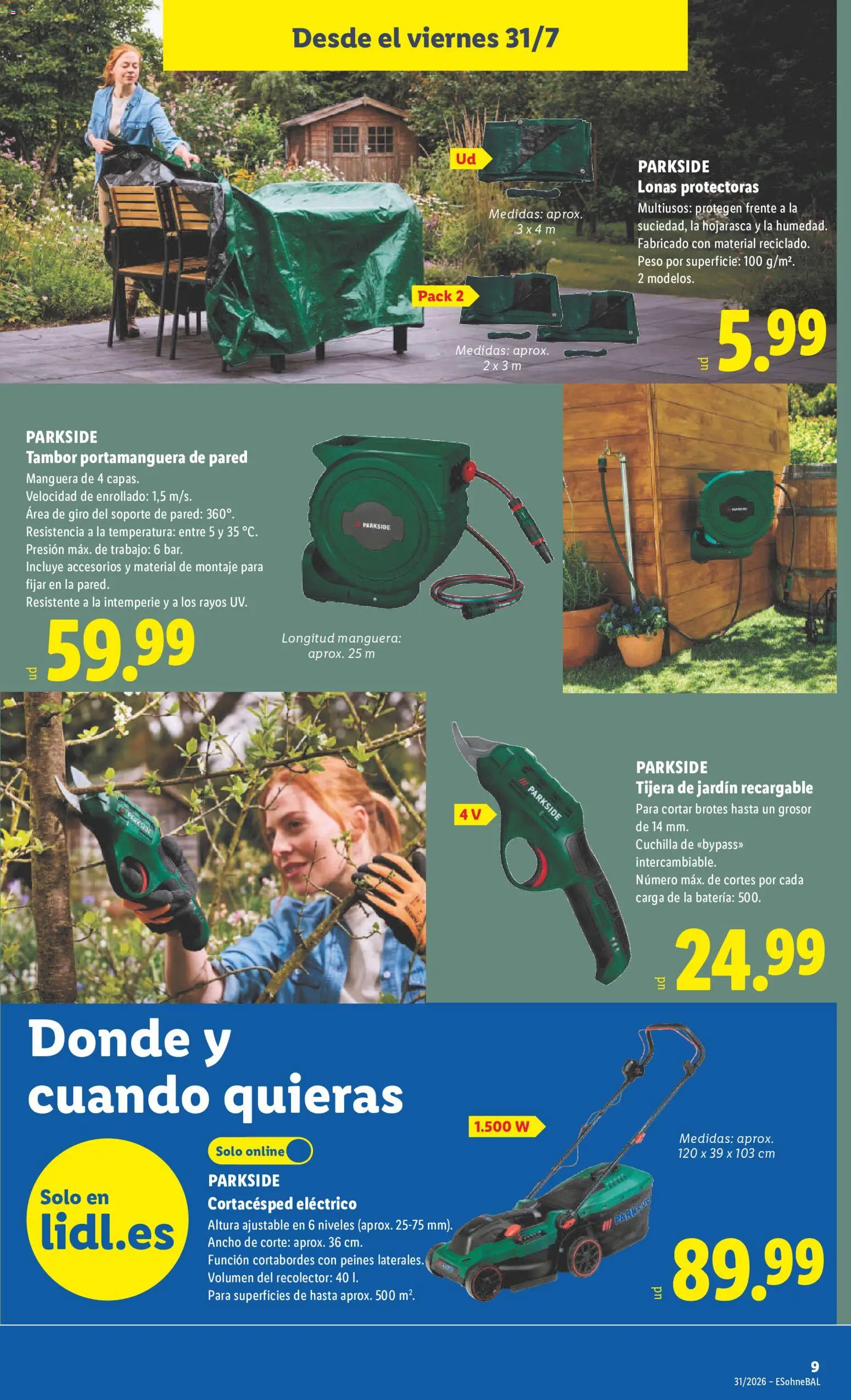 Lidl folleto de bazar │ válido desde el 27/07/2026 | Página: 23 | Productos: Manguera, Peso, Απολυμαντικό, Batería