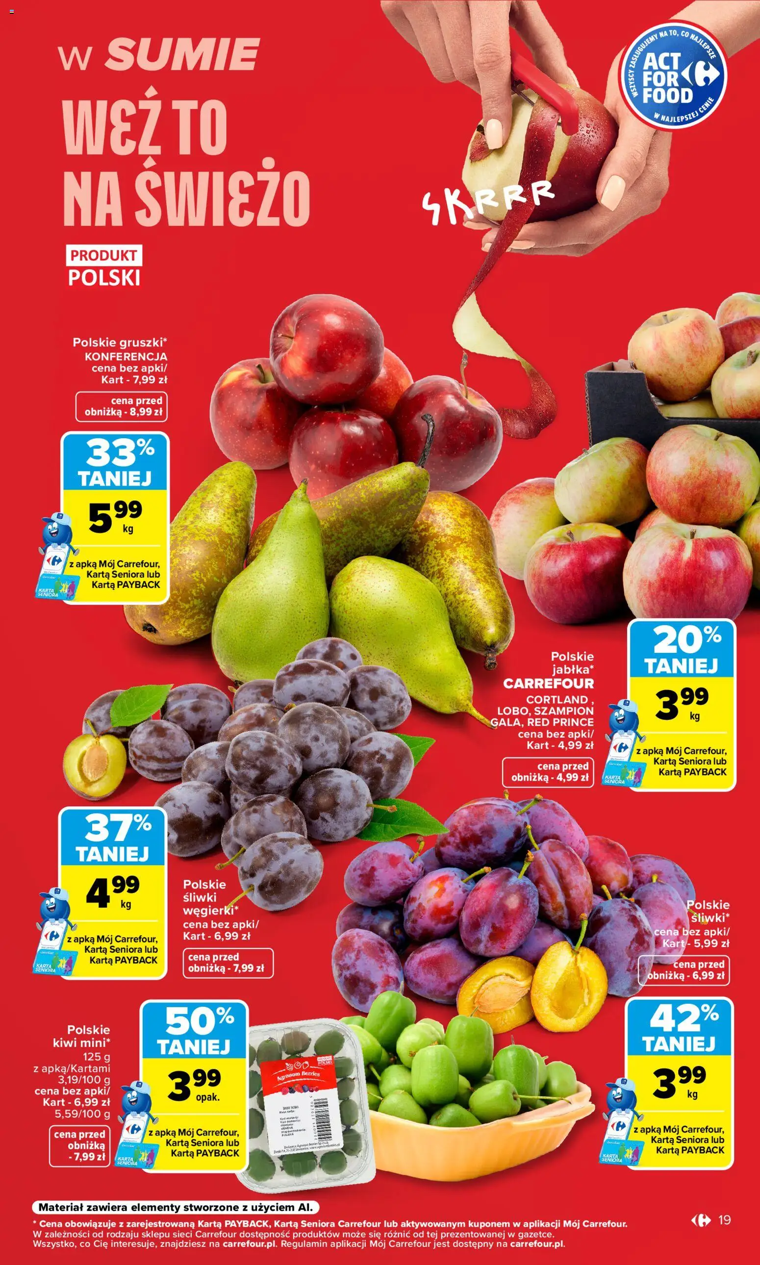 Carrefour gazetka od 14.09.2026 | Strona: 21 | Produkty: Karta, Śliwki, Jabłka, Kiwi