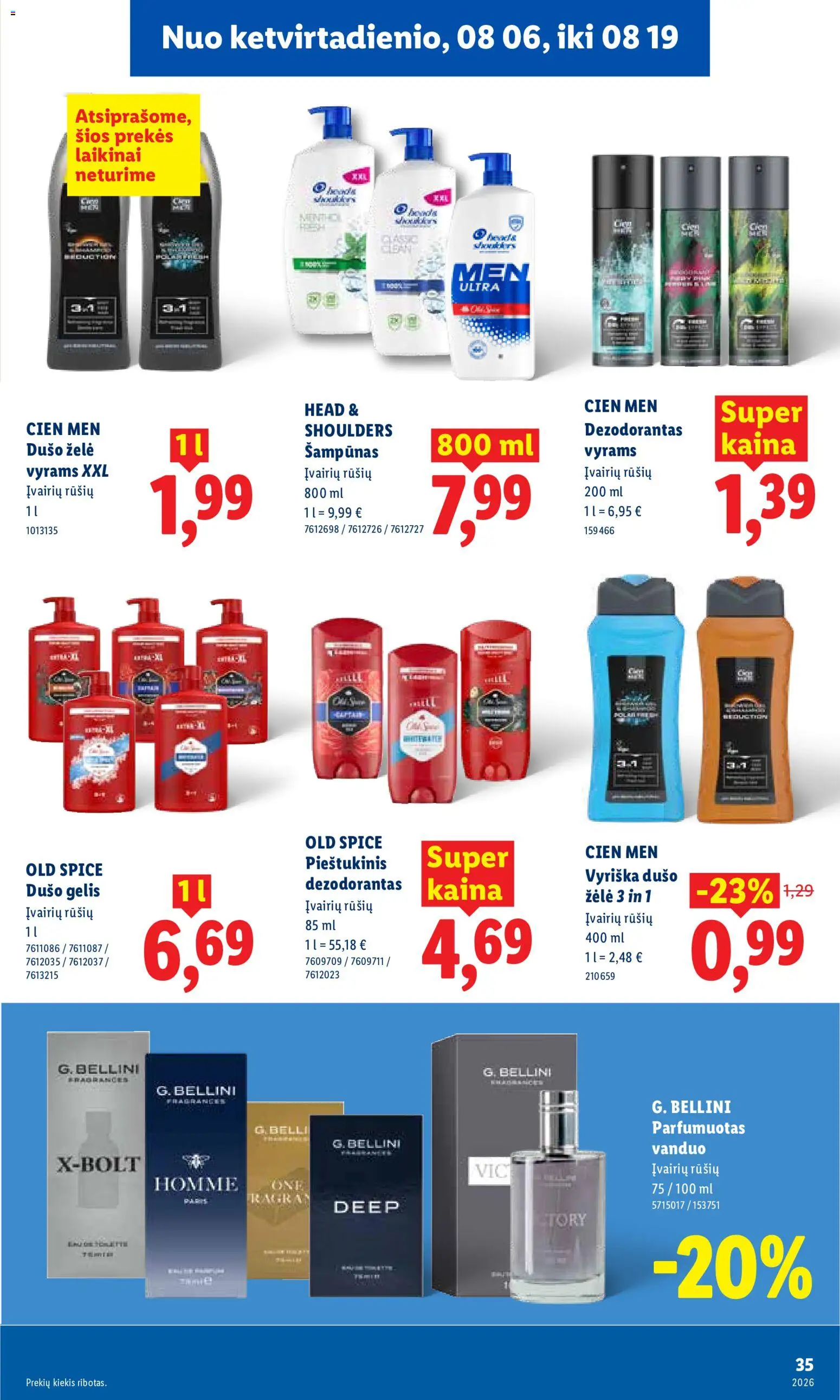 LIDL akcijos nuo 2026.08.03 | Puslapis: 35 | Prekių: Šampūnas, Dušo želė, Dezodorantas
