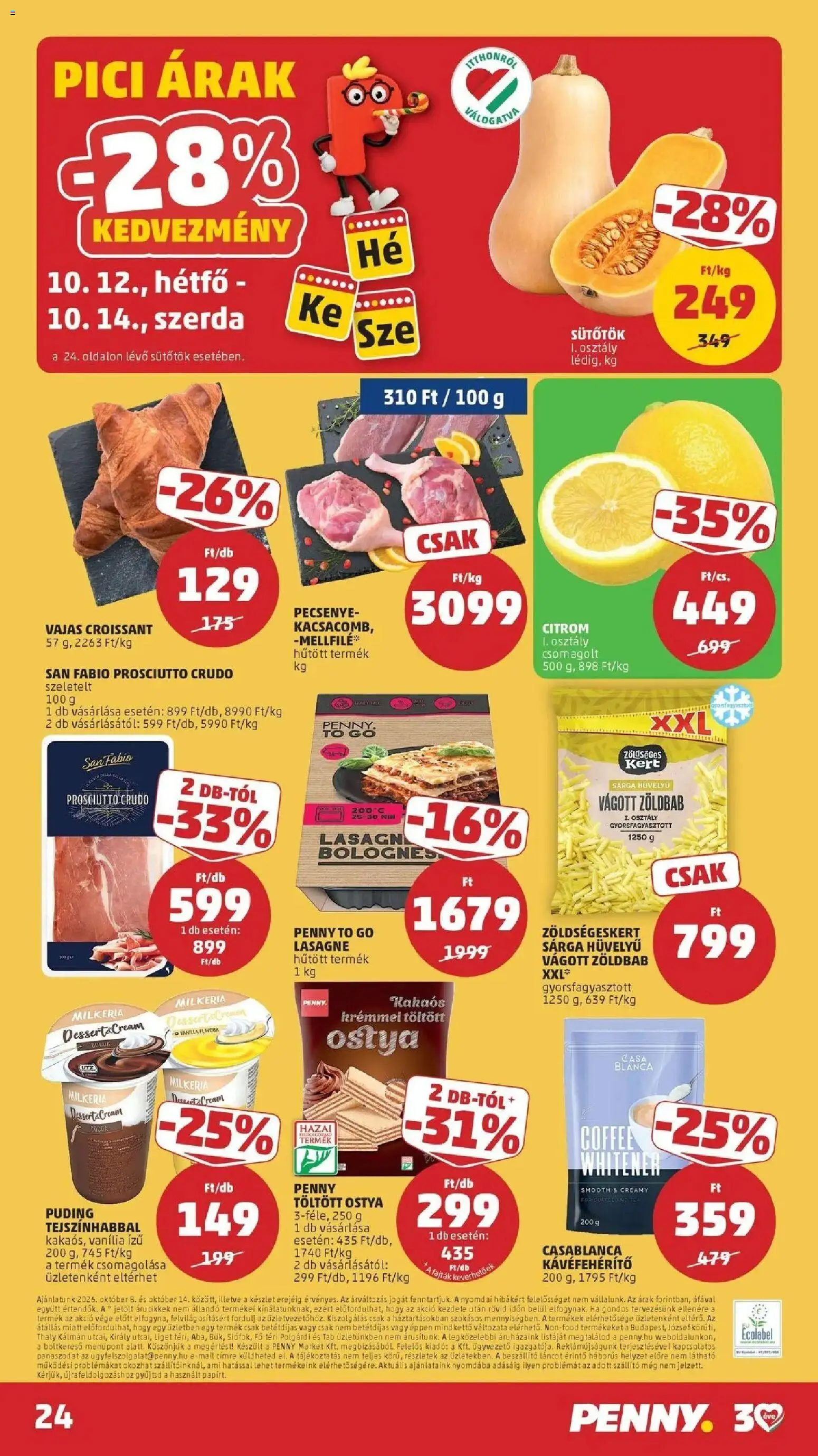 PENNY aktuális akciós újság: 2026.10.07.-tól lapozható | Oldal: 24 | Termékek: Croissant, Zöldbab, Töltött ostya, Citrom