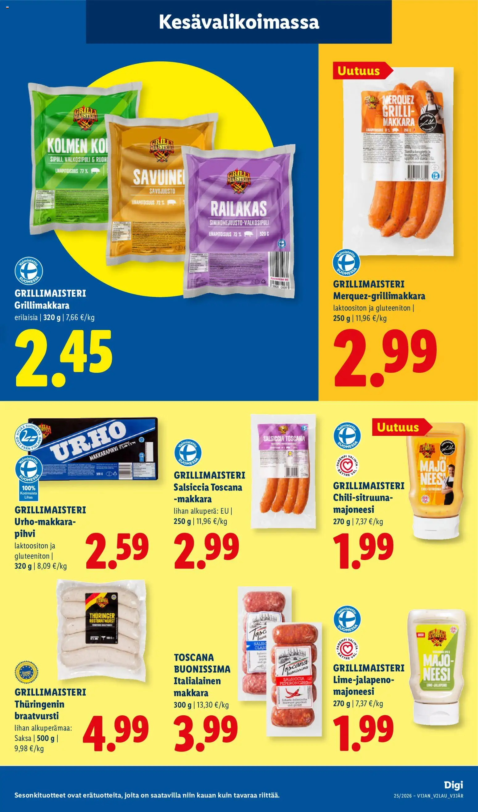 Lidl tarjoukset - Helsinki – voimassa 17.06.2026 alkaen | Sivu: 15 | Tuotteet: Grilli, Majoneesi, Makkara, Grillimakkara