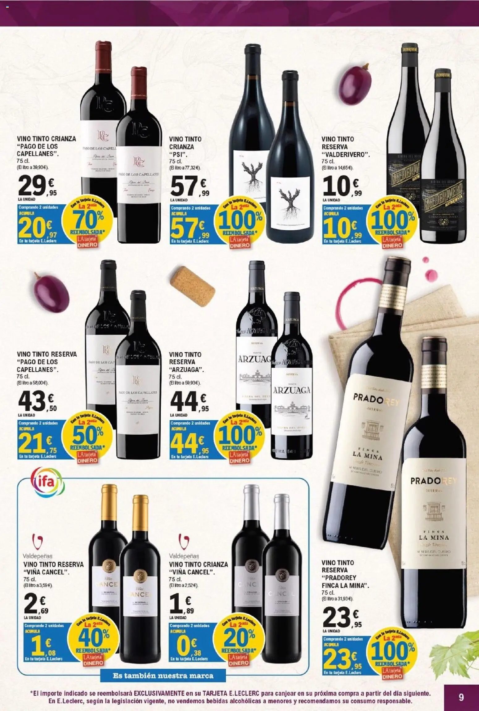 E.Leclerc - Majadahonda │ válido desde el 16/09/2026 | Página: 9 | Productos: Vino tinto, Vino, Bebidas