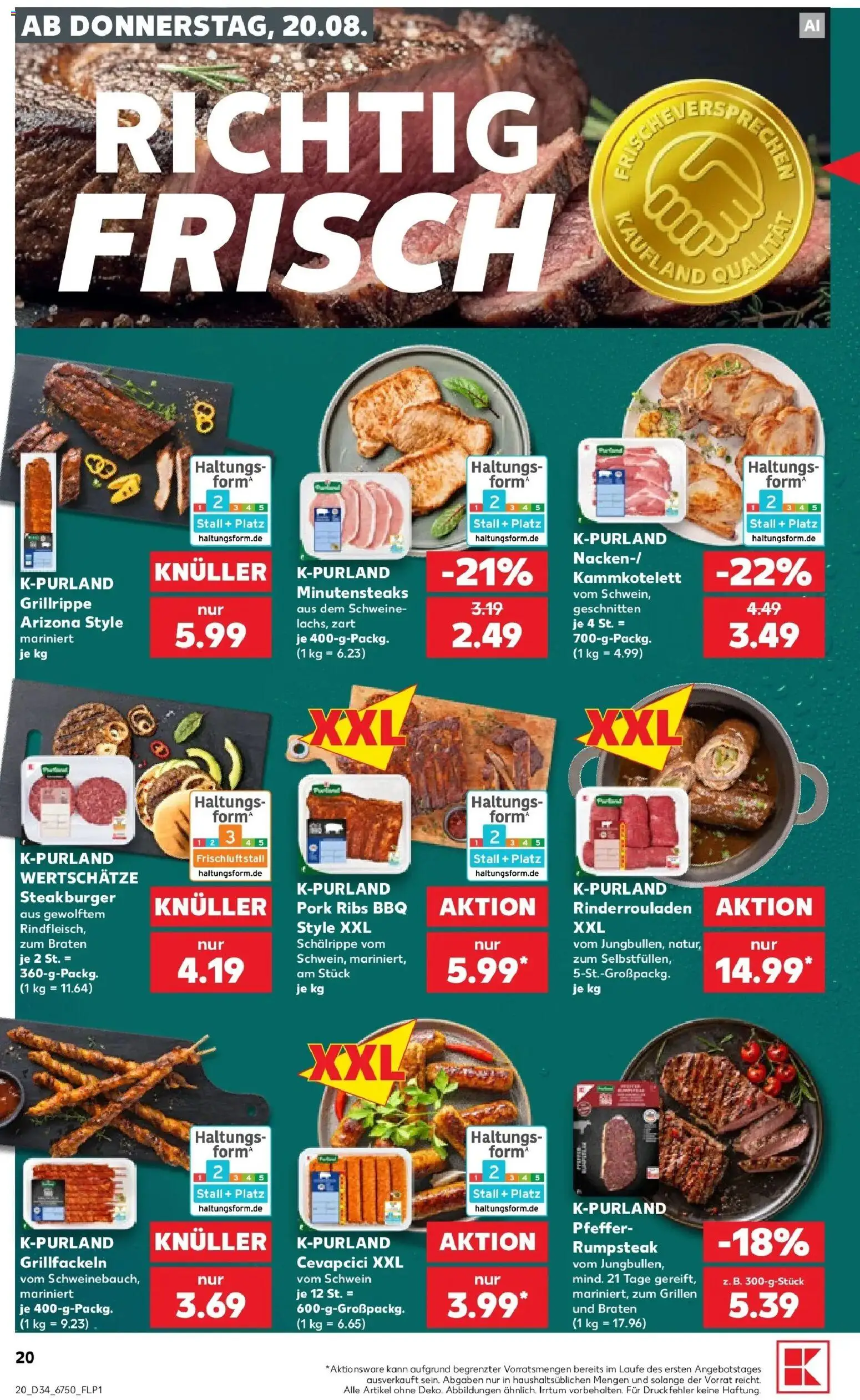 Prospekt Kaufland ab 17.08.2026 » Angebote Online zum Blättern | Seite: 31 | Produkte: Rinderrouladen, Rumpsteak, Cevapcici, Pfeffer