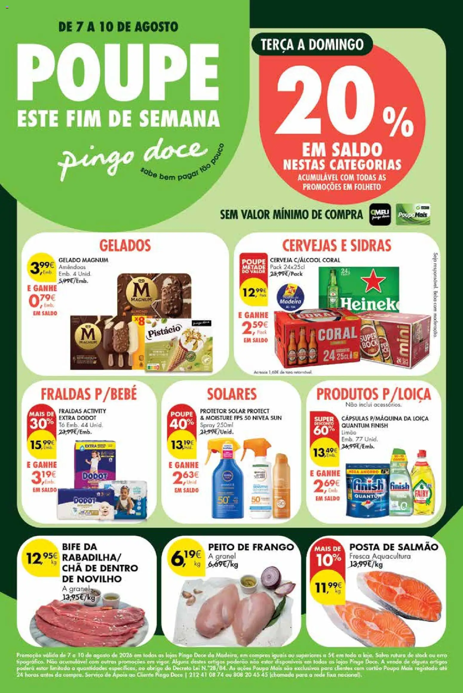 Pingo Doce Poupe este Fim de Semana Madeira │ válido de 07/08/2026 | Página: 1 | Produtos: Amêndoas, Super bock, Protetor solar, Cerveja