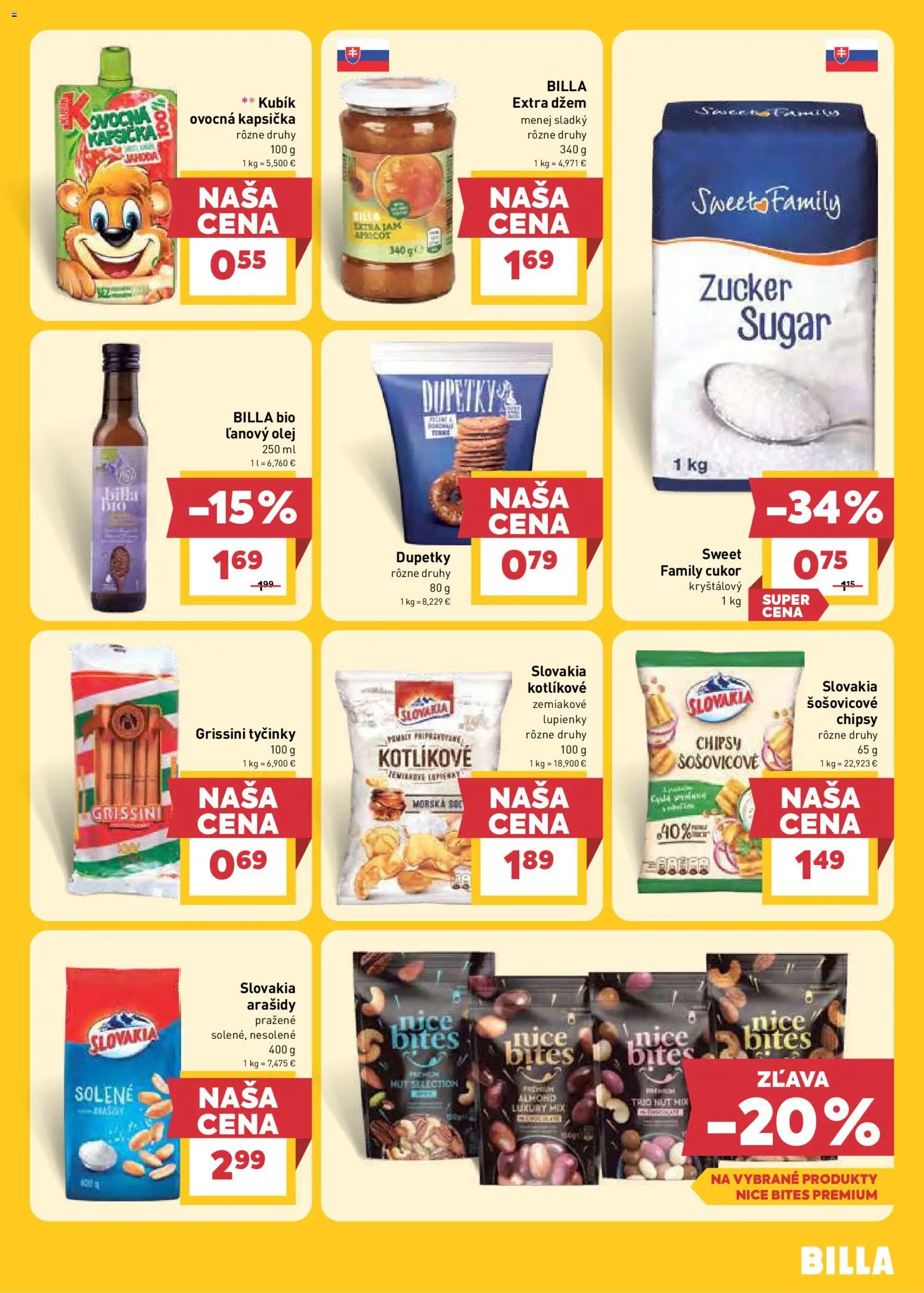 Nové Billa akcie – leták je platný od 22.07.2026 | Strana: 15 | Produkty: Džem, Olej, Šošovicové chipsy, Soľ
