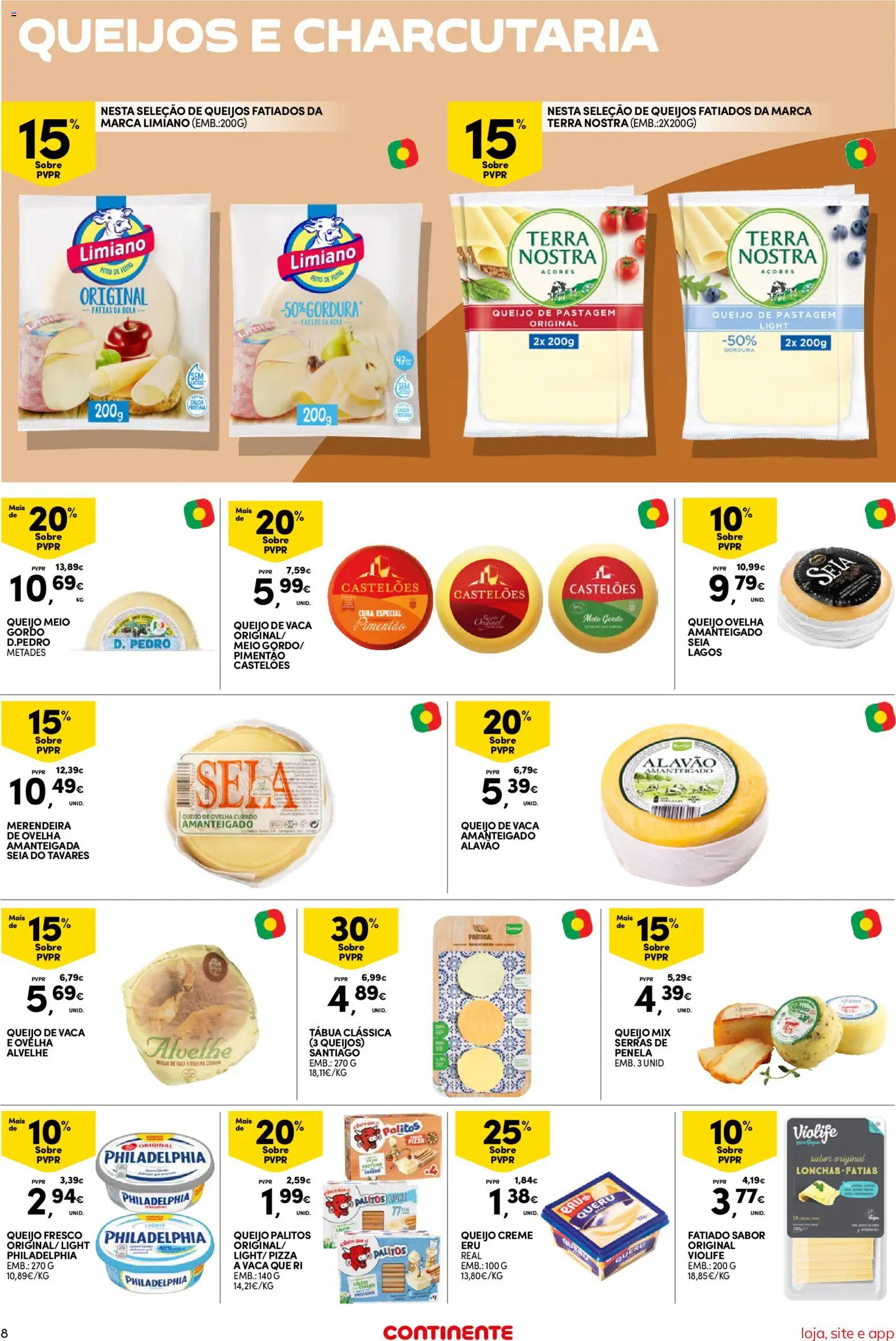 Continente Semanal Continente Bom Dia │ válido de 25/08/2026 | Página: 8 | Produtos: Tábua, Queijo de ovelha, Creme, Proteina