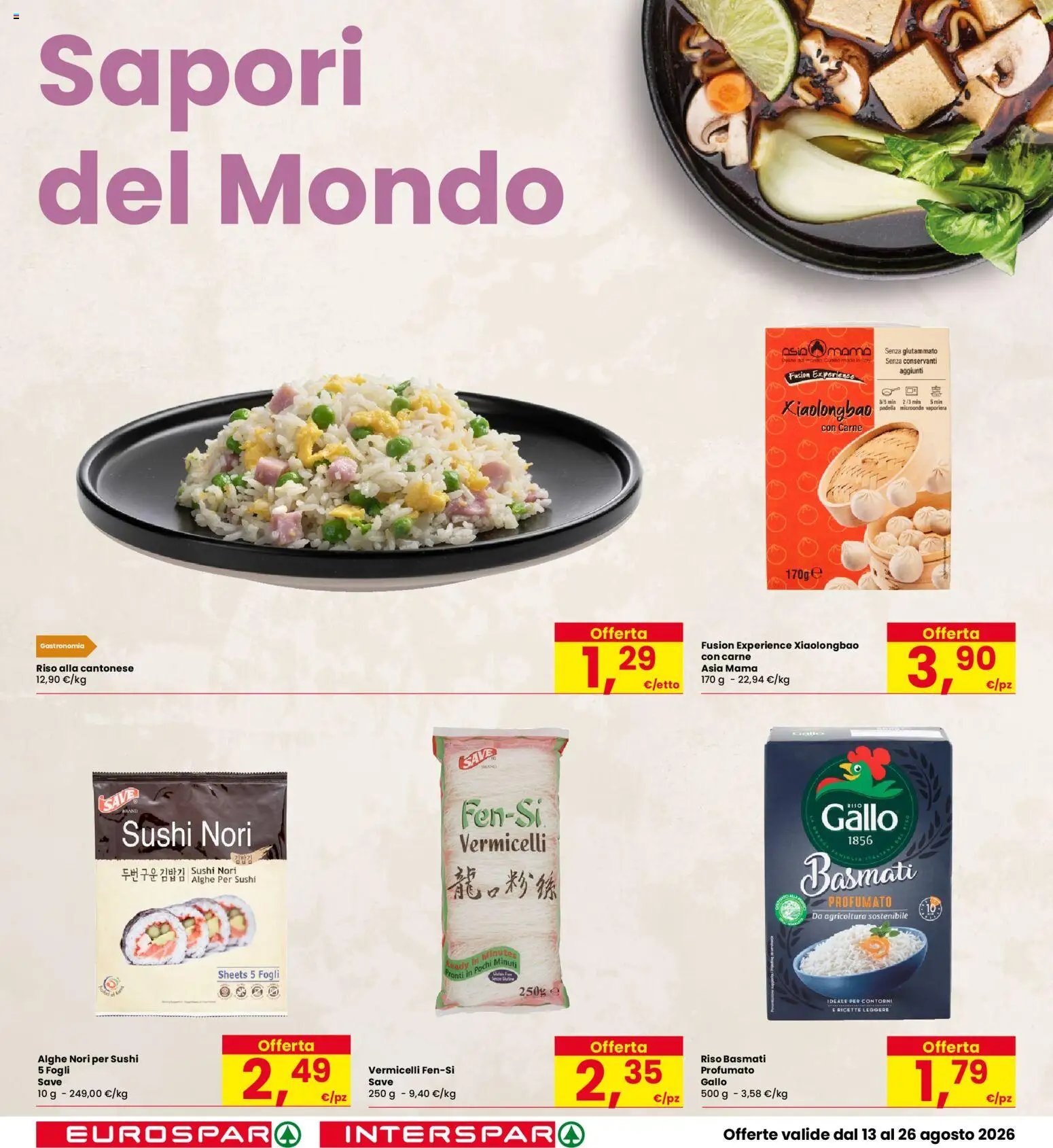 Volantino Eurospar del 13/08/2026 | Pagina: 14 | Prodotti: Riso Basmati, Contorni, Padella, Sushi