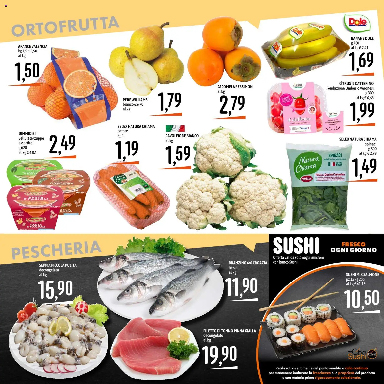 Volantino Emisfero del 19/10/2026 | Pagina: 10 | Prodotti: Salmone, Pere, Carote, Spinaci