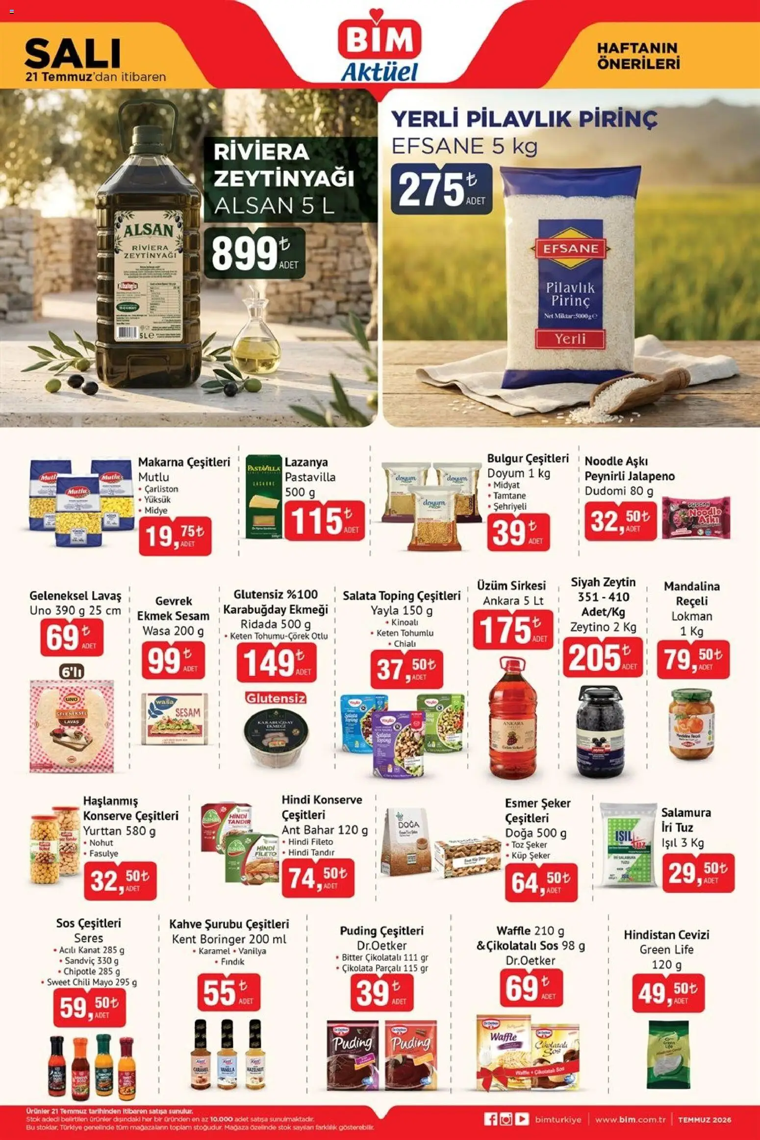 BİM - Katalog Salı - 21 Temmuz 2026 tarihinden itibaren geçerlidir | Sayfa: 3 | Ürünler: Kahve, Çikolata, Fındık, Esmer şeker