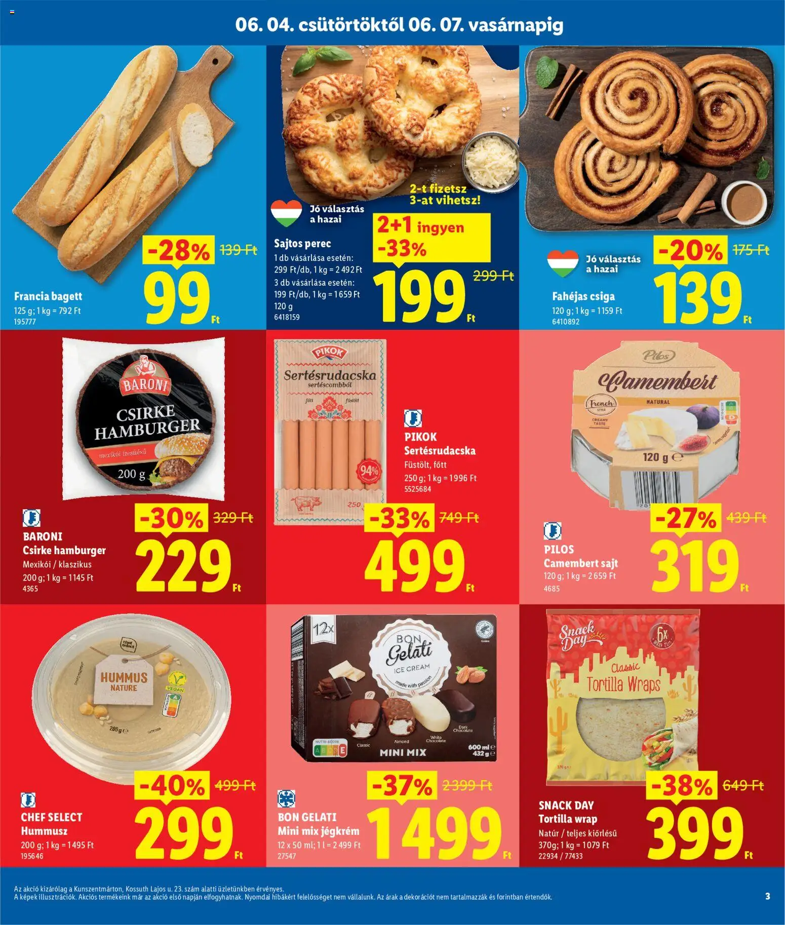 Lidl akciós ujság - amely érvényes a következő dátumtól: 04.06.2026 | Oldal: 3 | Termékek: Tortilla, Sajt, Jégkrém, Camembert