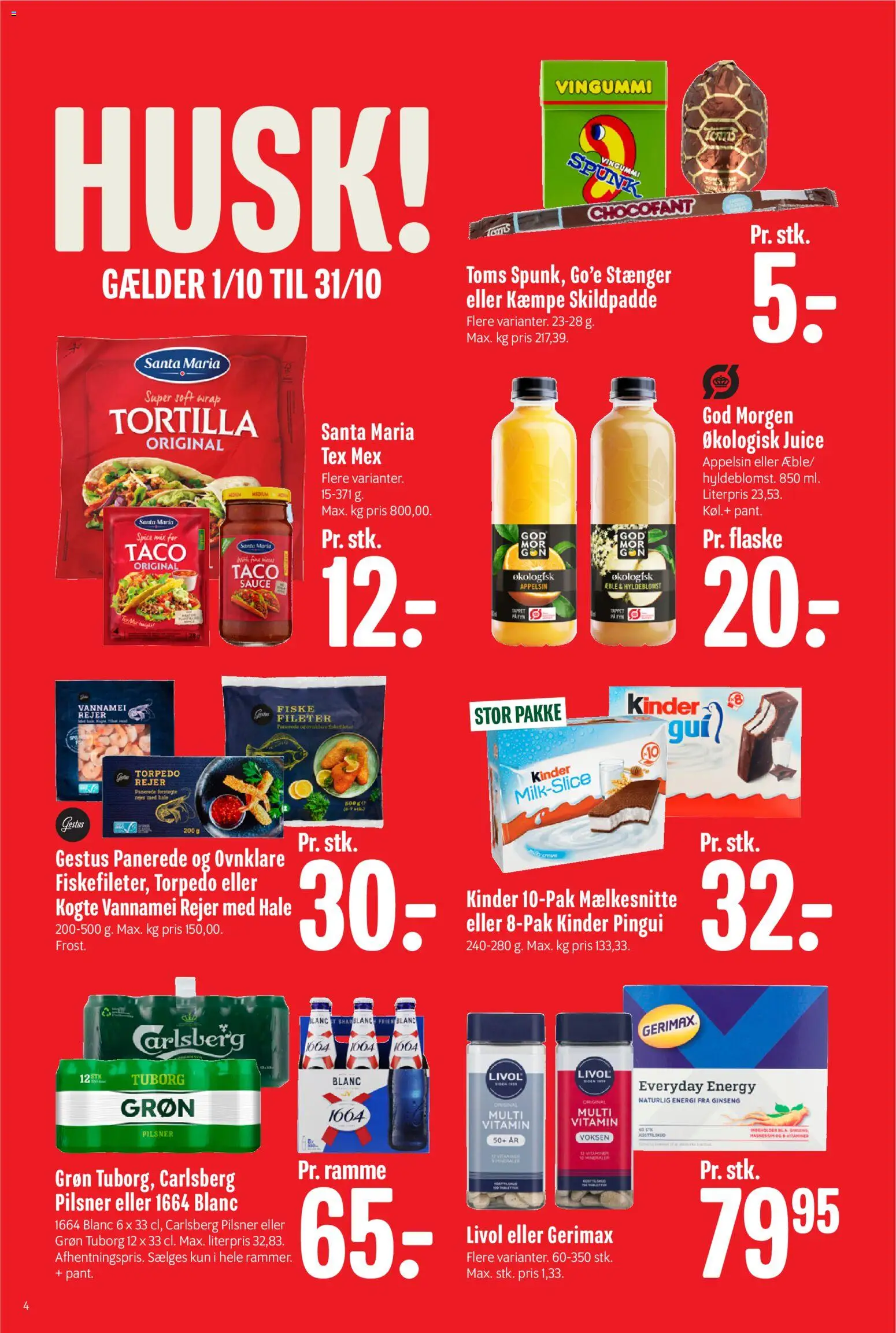 Min Købmand tilbudsavis – gyldig fra 02/10/2026 | Side: 4 | Produkter: Juice, Vingummi, Rejer, Taco