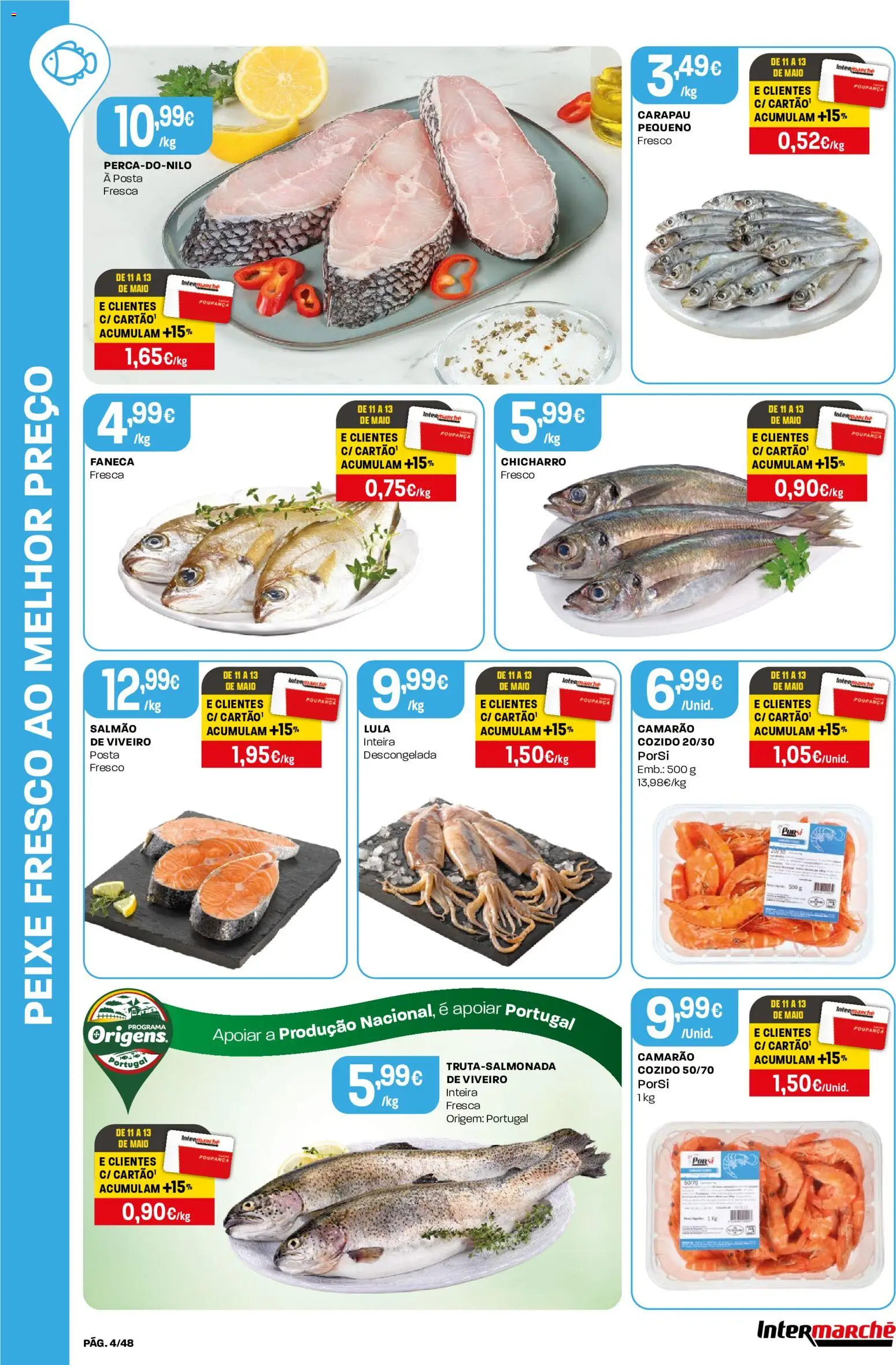 Intermarché folheto │ válido de 07.05.2026 | Página: 4 | Produtos: Camarão, Salmão, Peixe