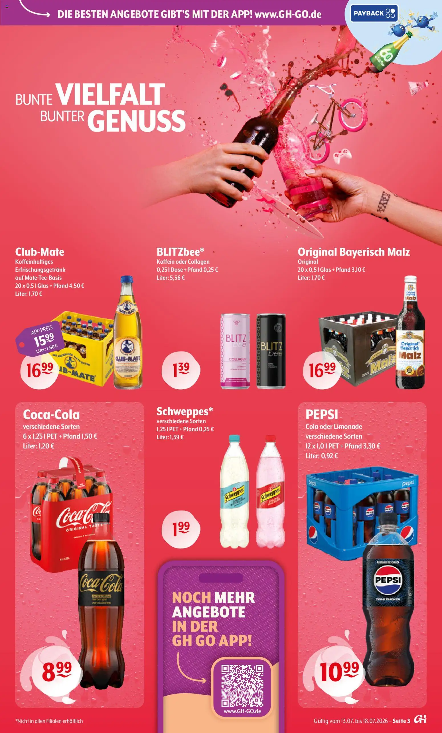 Getränke Hoffmann Prospekt – gültig ab 13.07.2026 | Seite: 3 | Produkte: Coca cola, Limonade, Schweppes, Zucker