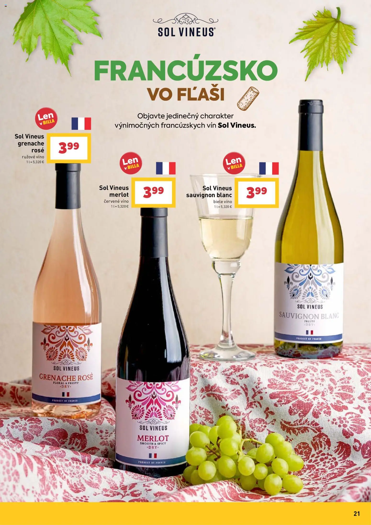 Nové Billa akcie – leták je platný od 09.09.2026 | Strana: 21 | Produkty: Biele víno, Rúžové víno, Červené víno, Soľ